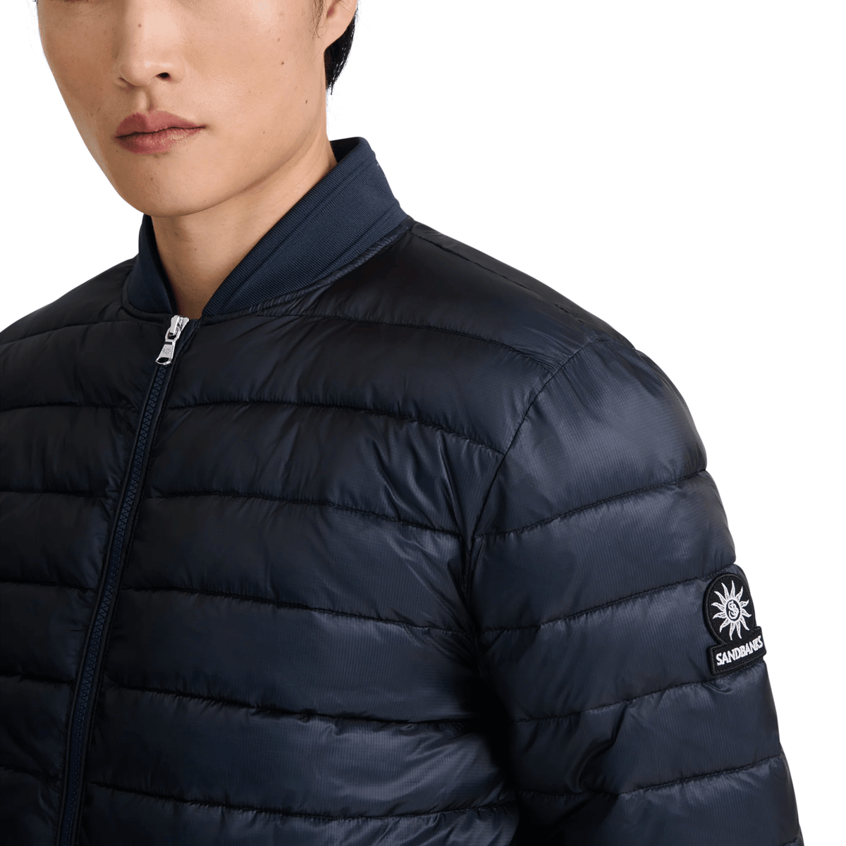 Mens Sandbanks Navy Baffled Bomber Jacket