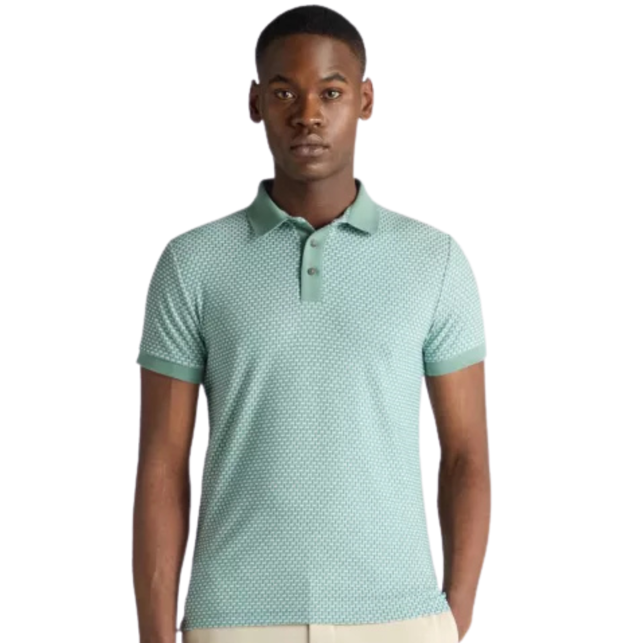 Mens Remus Uomo Green Basket Weave S/s Polo Shirt