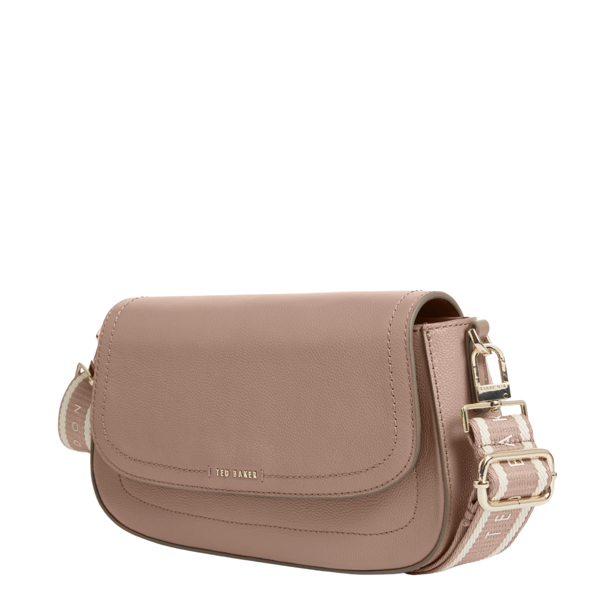 Womens Ted baker Taupe Louiize Webbing Strap Flapover Crossbody Bag