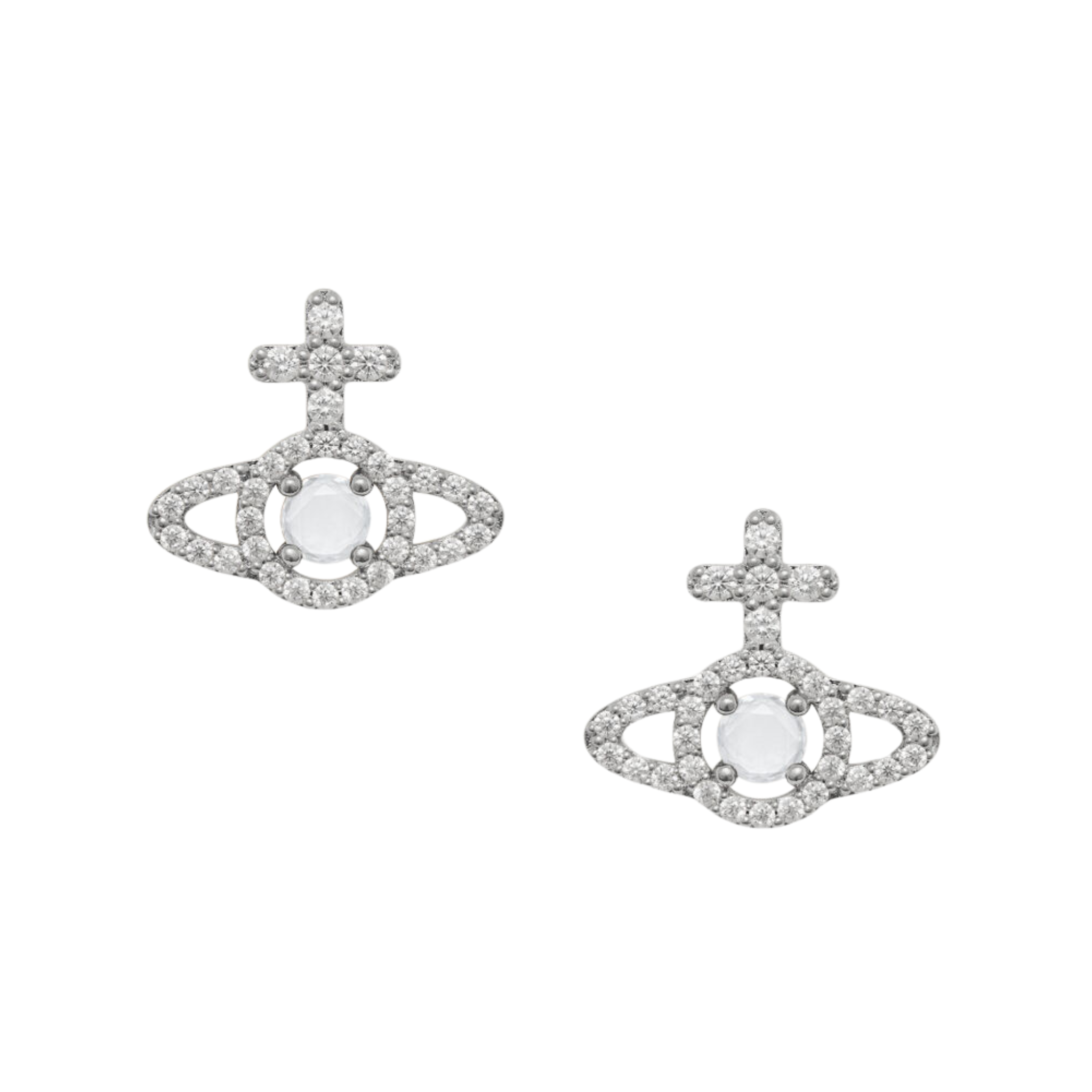 Vivienne Westwood Platinum/White CZ Olympia Earrings