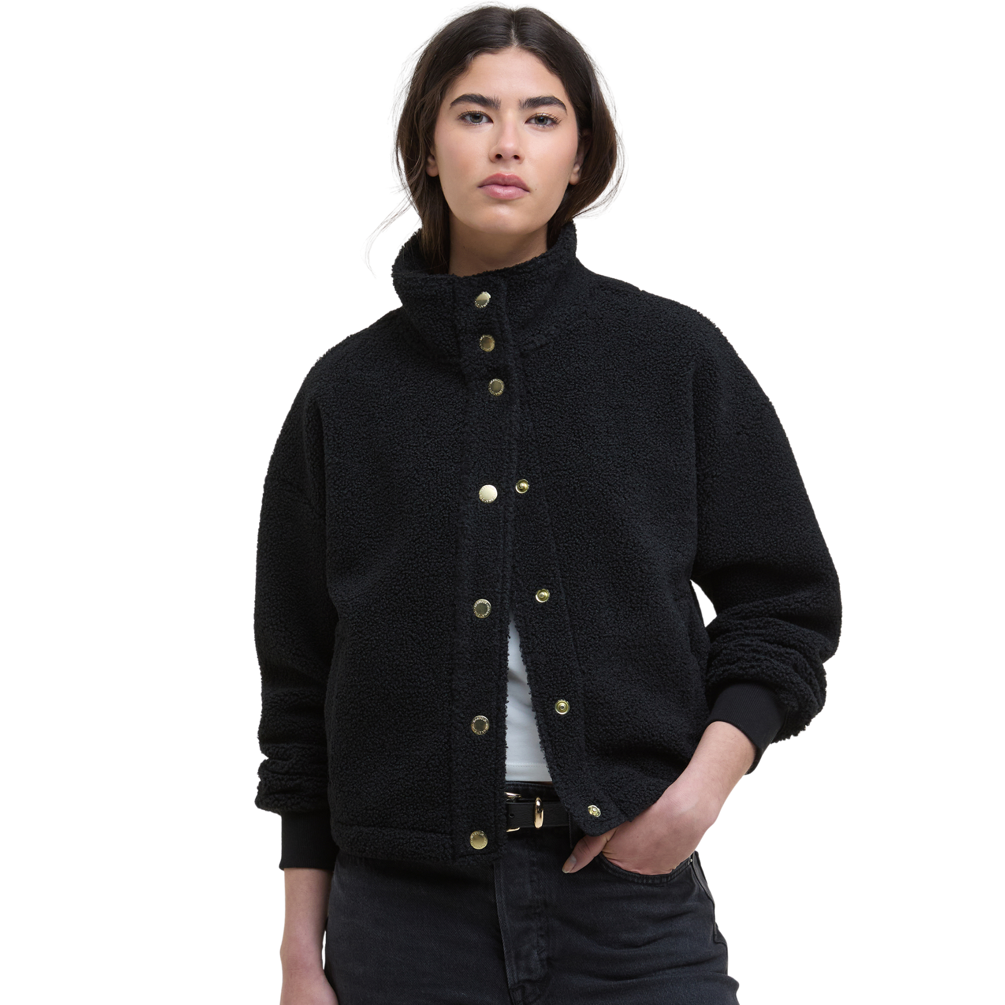 Womens Barbour International Black Chloe Fleece Jacket