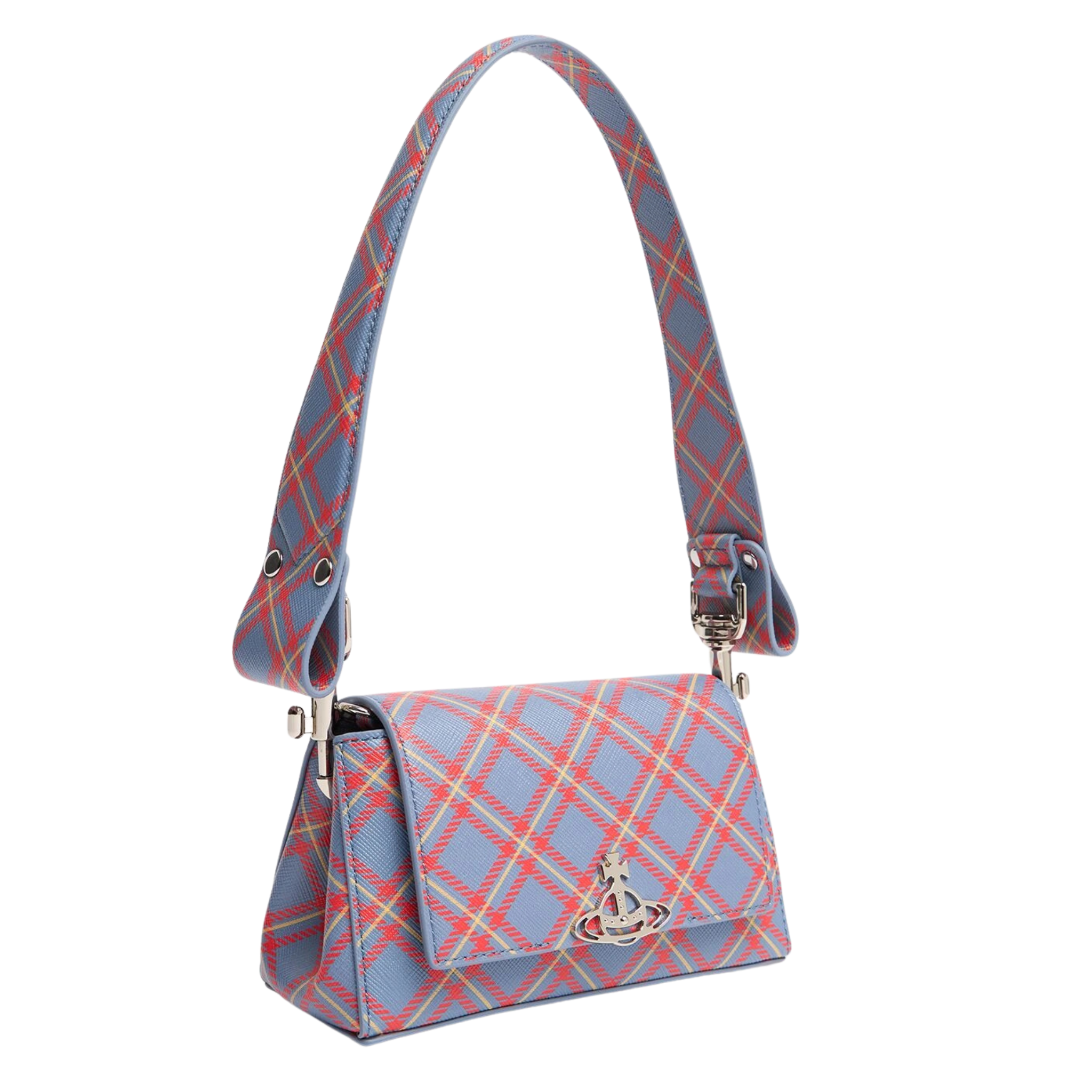 Womens Vivienne Westwood Blue/Orange Tartan Hazel Small Handbag