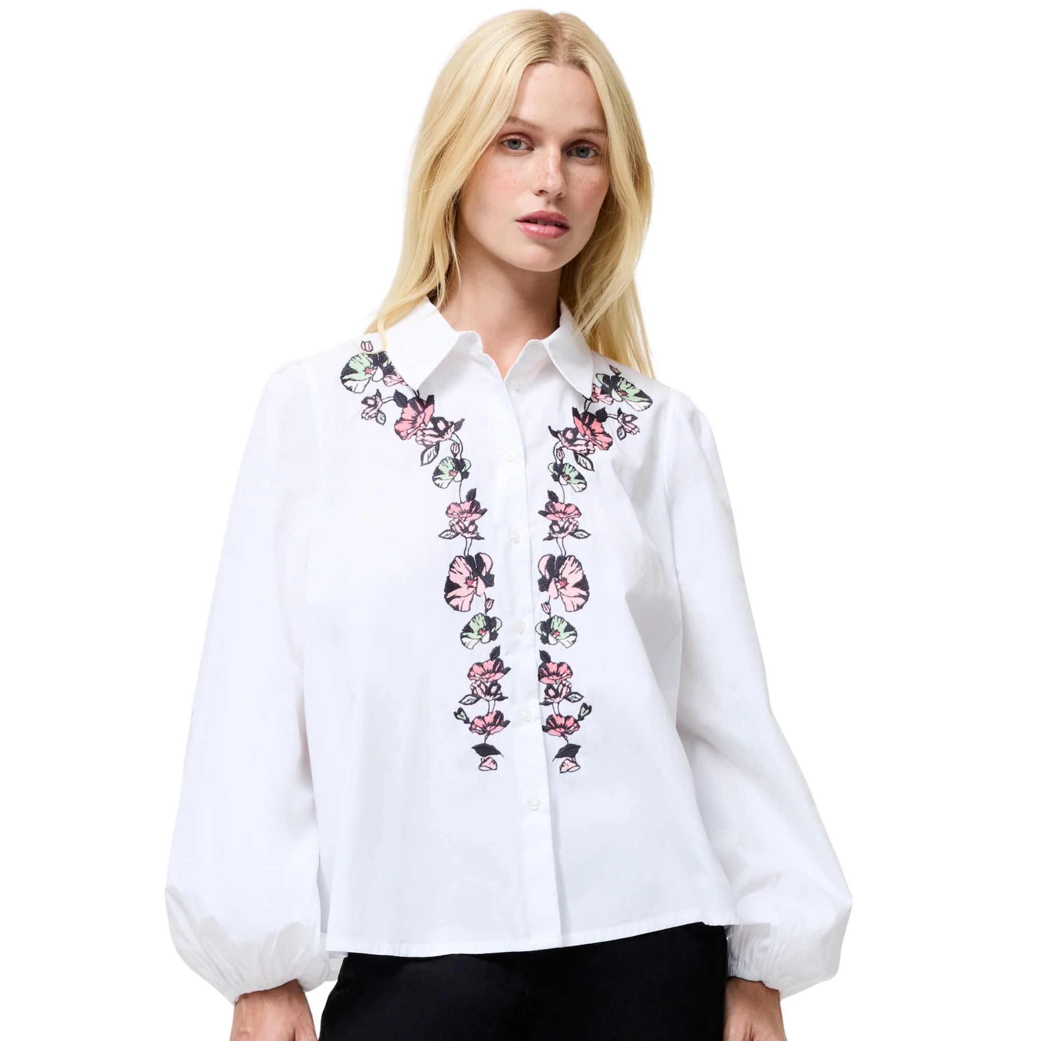 Womens French Connection Cream Cambria Ellie Embroidered L/s Shirt