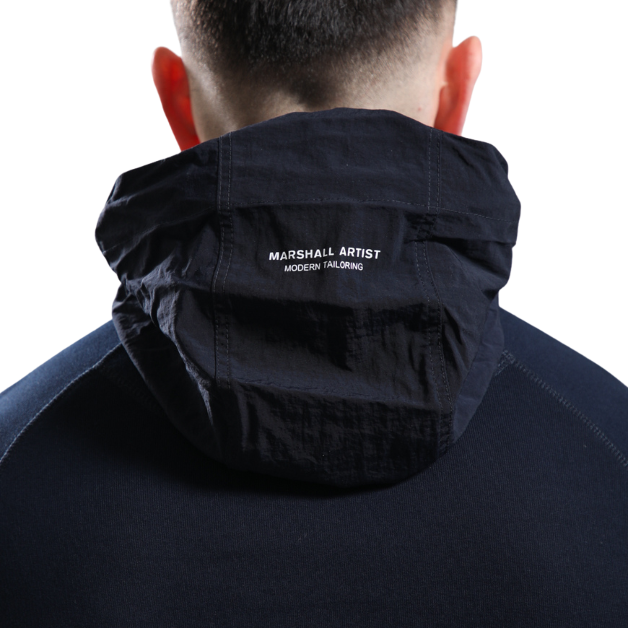 Mens Marshall Artist Navy Stanford 1/4 Zip Hood Sweatshirt