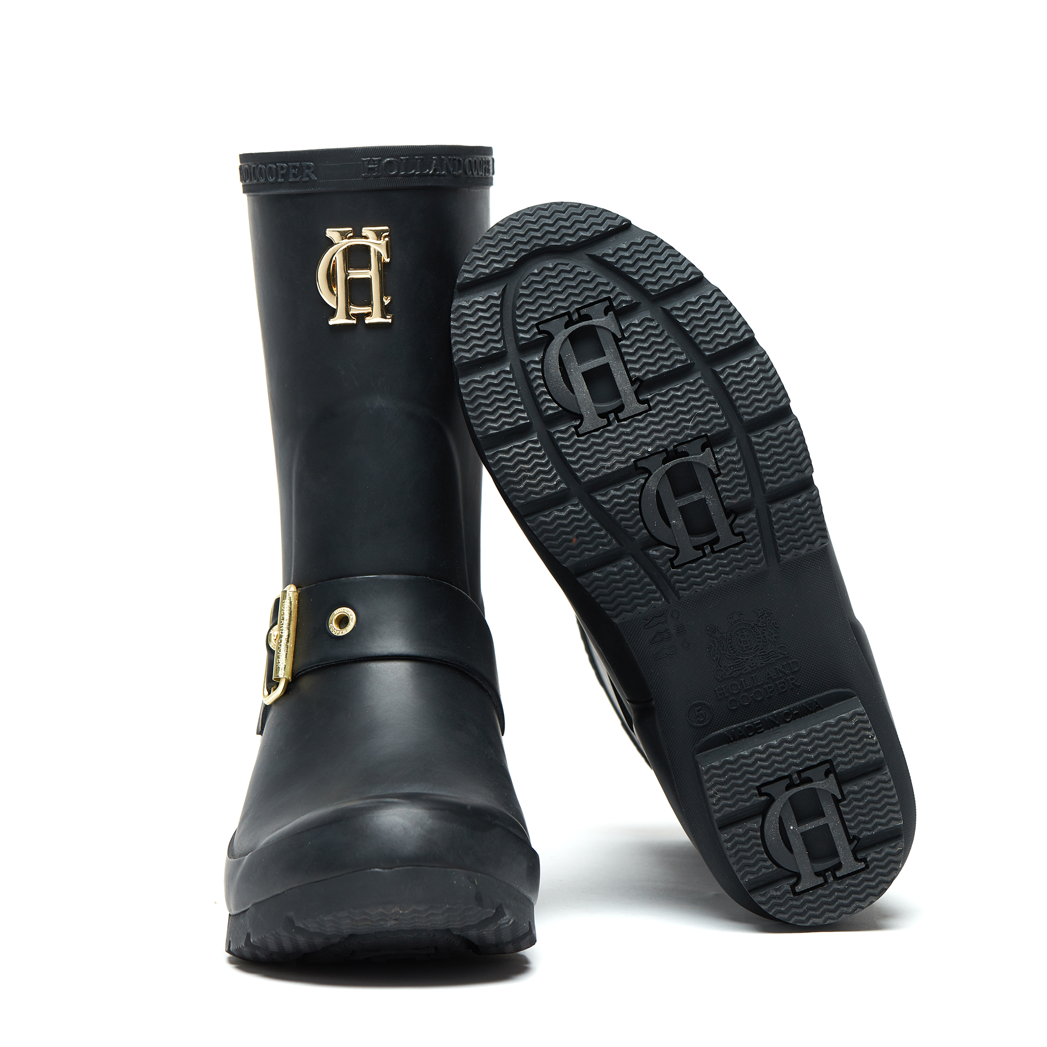 Womens Holland Cooper Matte Black Sherpa Lined Chelsea Wellington Boots