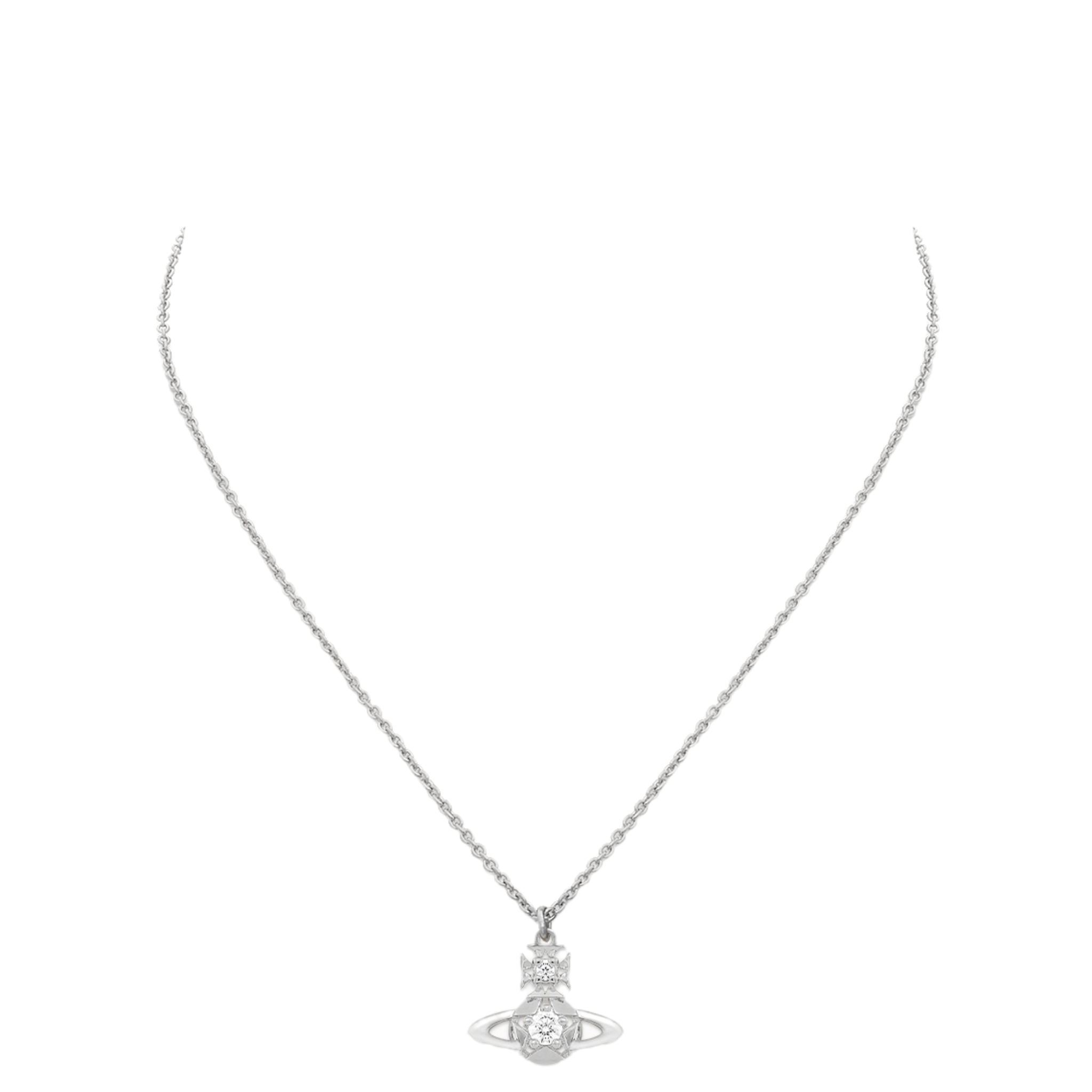 Vivienne Westwood Platinum/White CZ Lee Orb Pendant Necklace