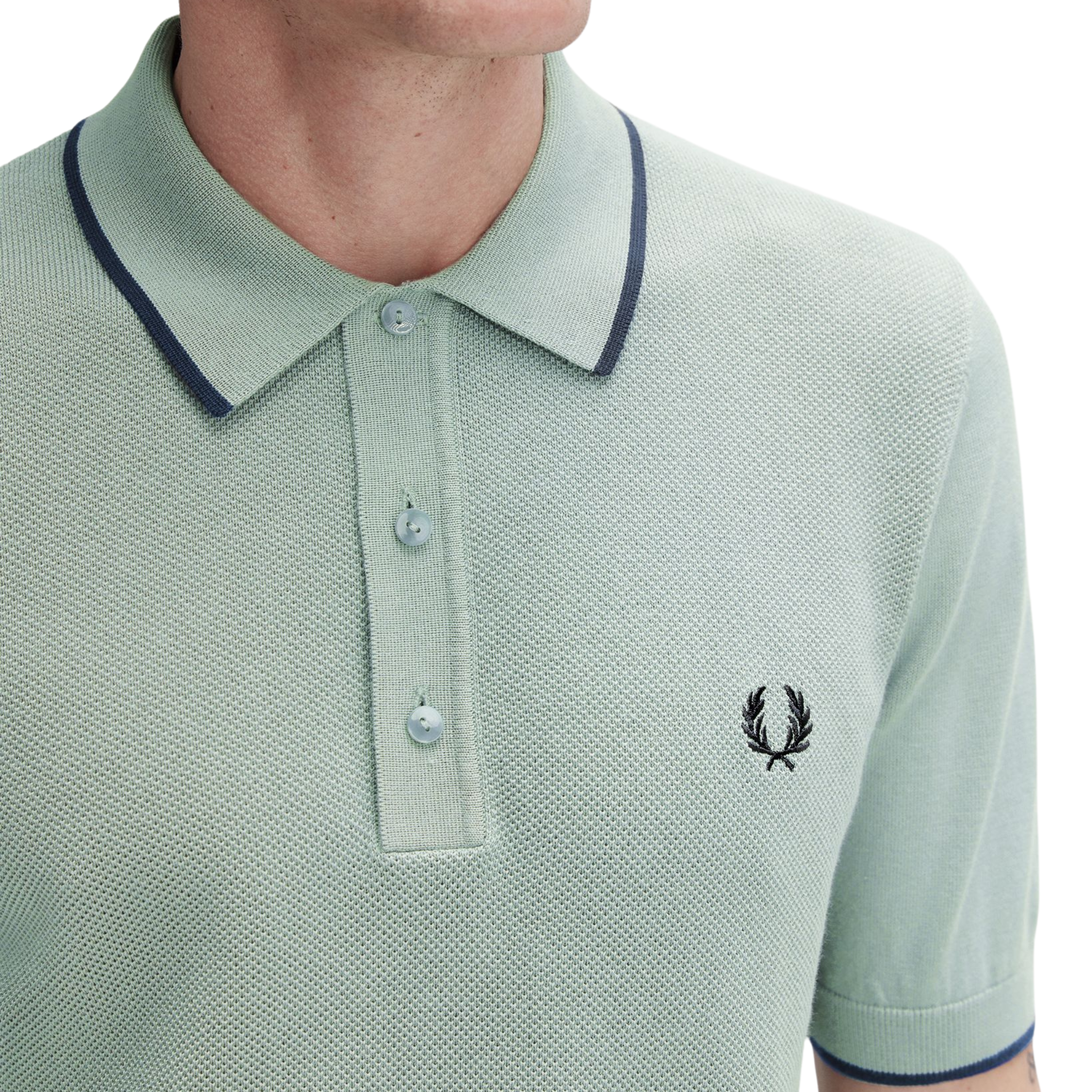 Mens Fred Perry Bayleaf Pique Stitch Knitted S/s Polo Shirt