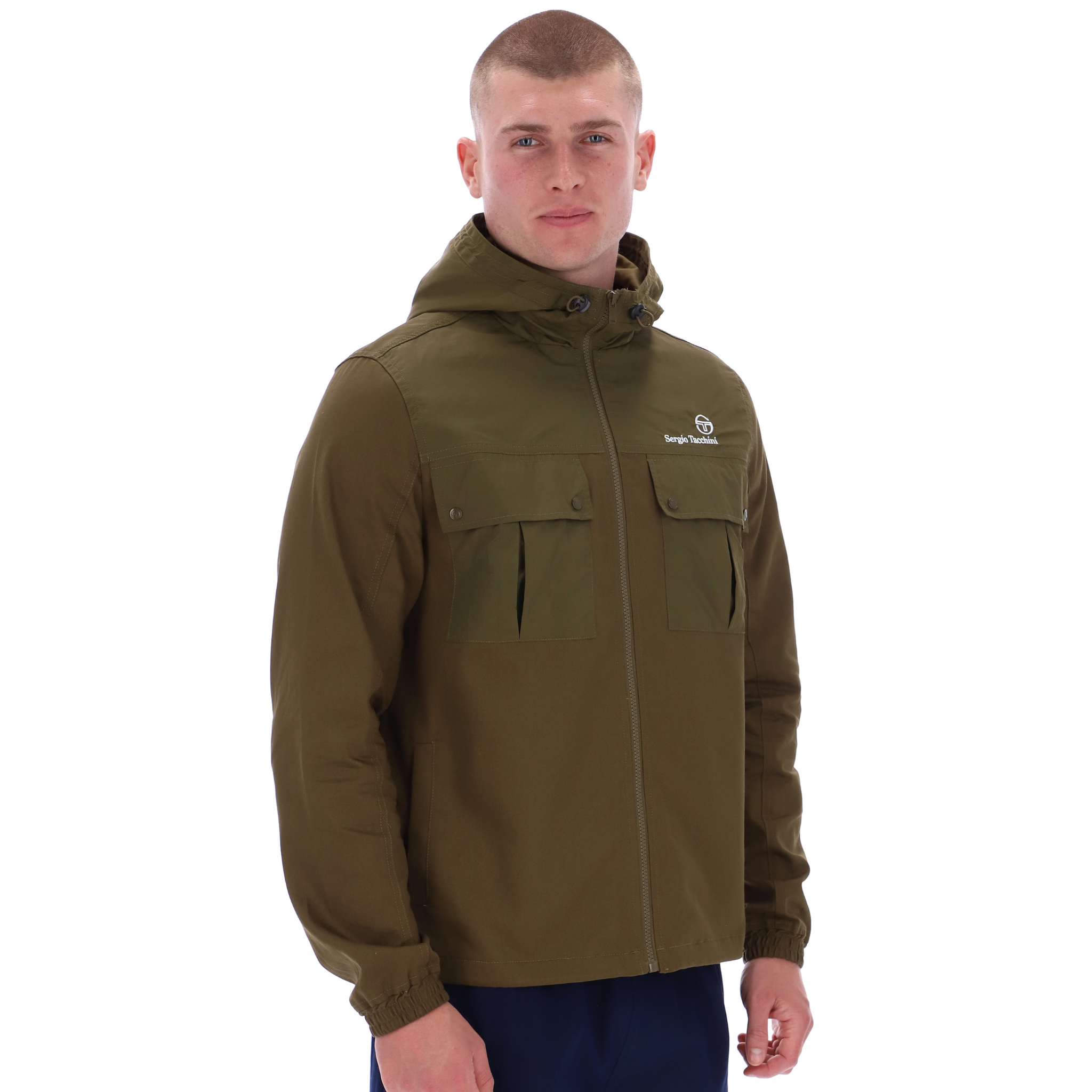 Mens Sergio Tacchini Dark Olive Calisti Hooded Jacket