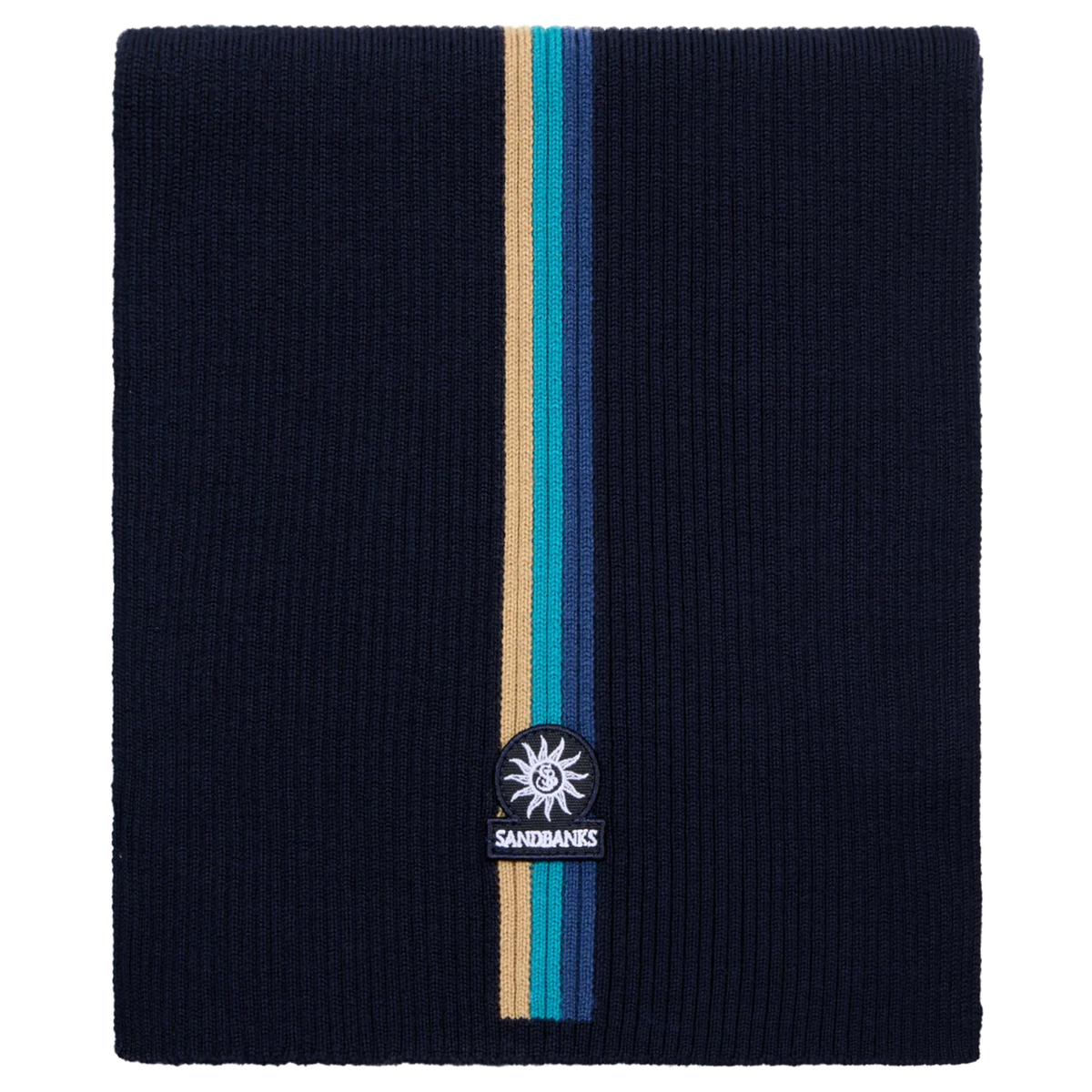 Mens Sandbanks Navy Tri-Colour Stripe Scarf