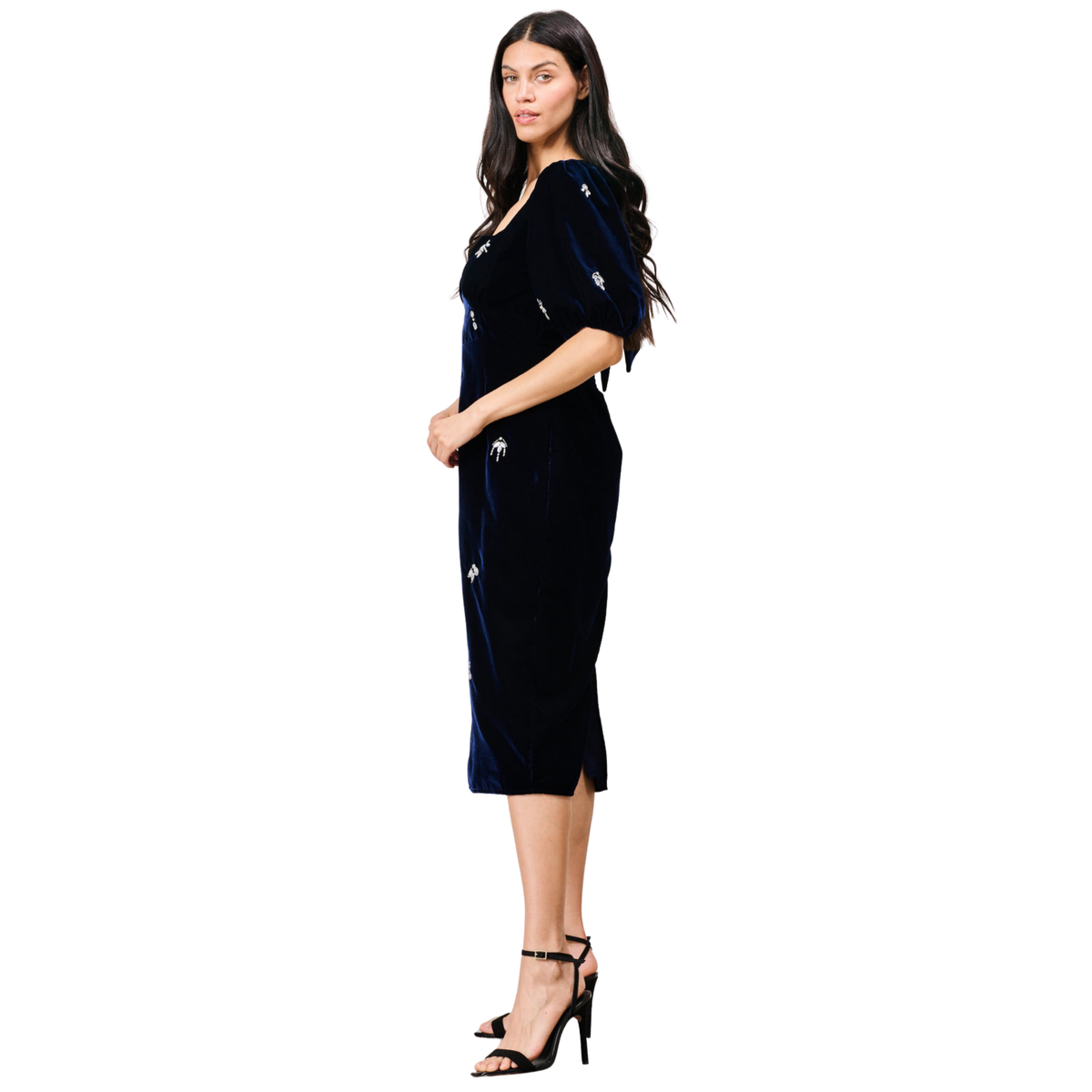 Womens Hope & Ivy Dark Blue Veloura Embellished Midi Dress