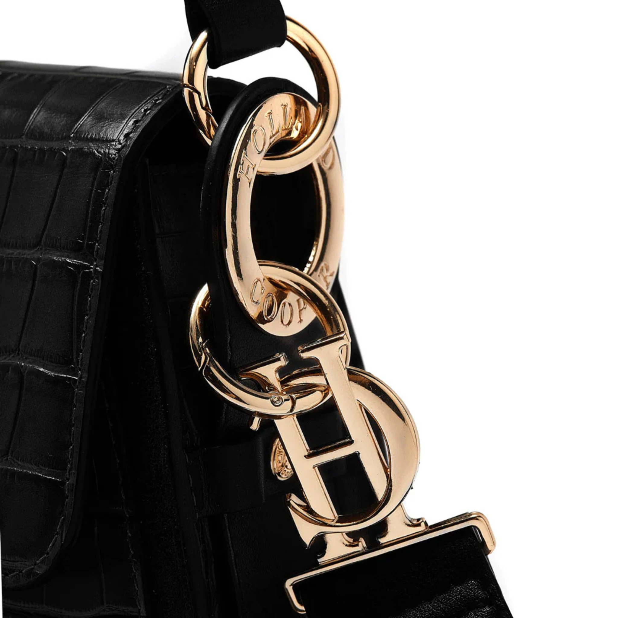 Womens Holland Cooper Black Croc Chelsea Saddle Bag