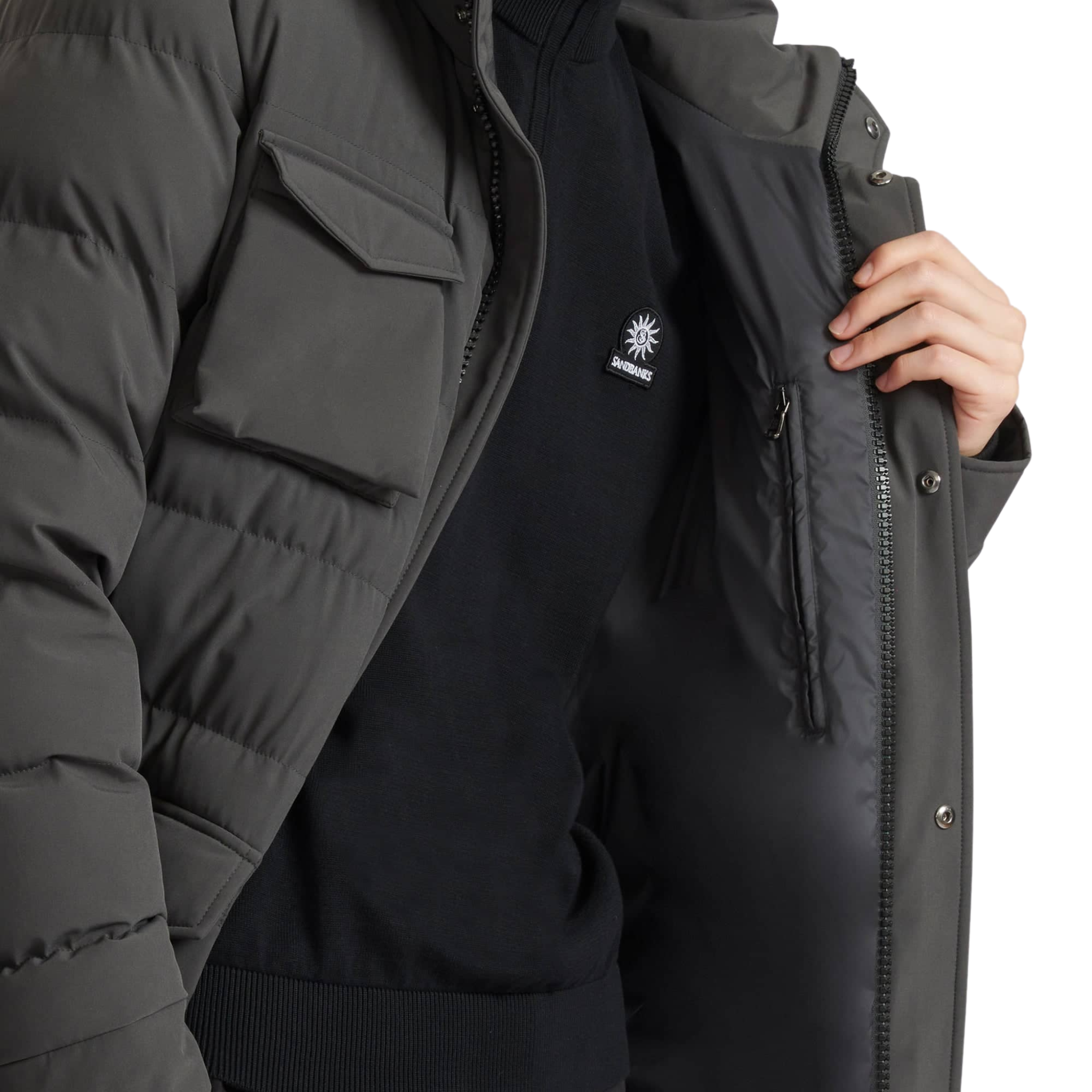 Mens Sandbanks Charcoal Branksome Padded Coat