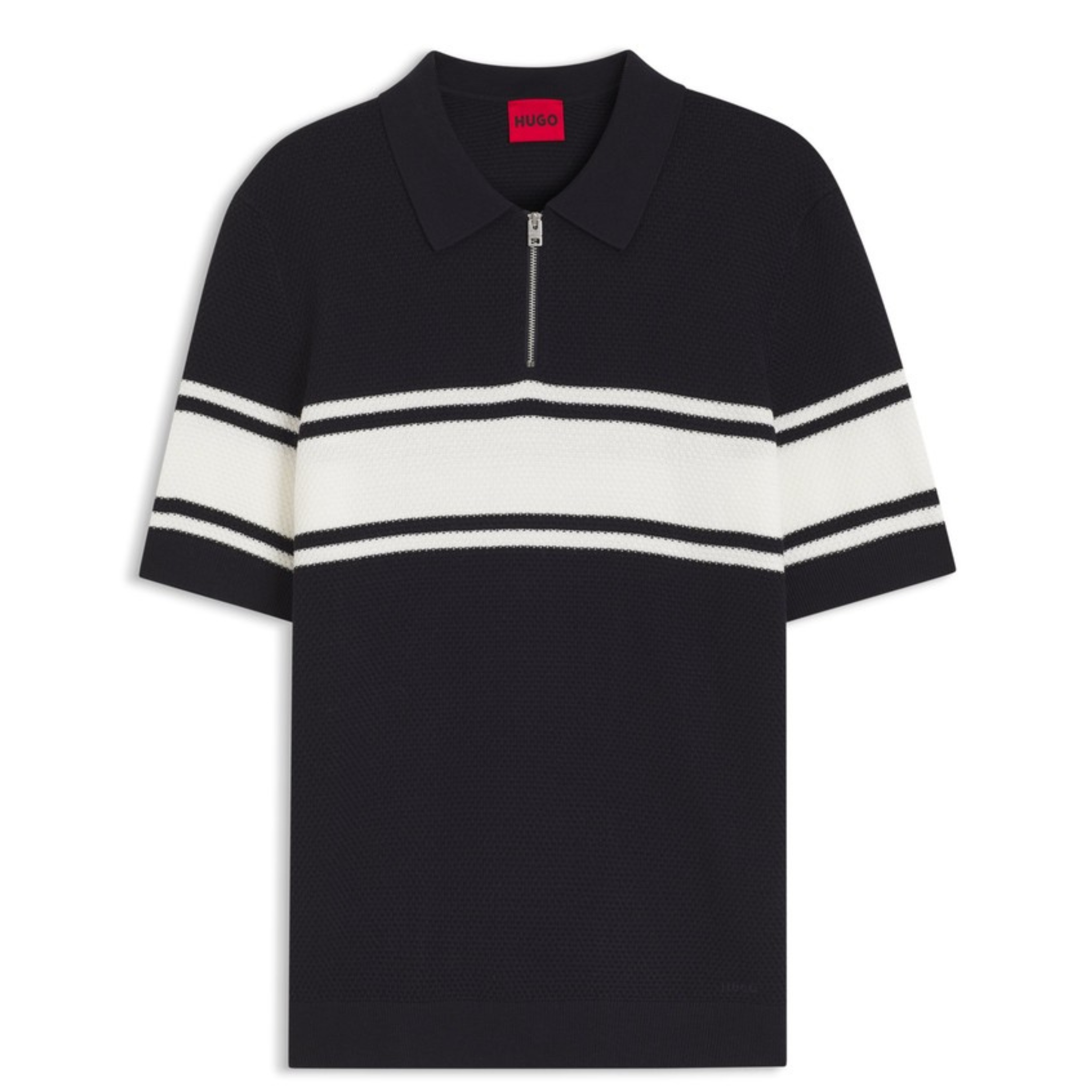 Mens HUGO Dark Blue Sholton Knitted S/s Polo