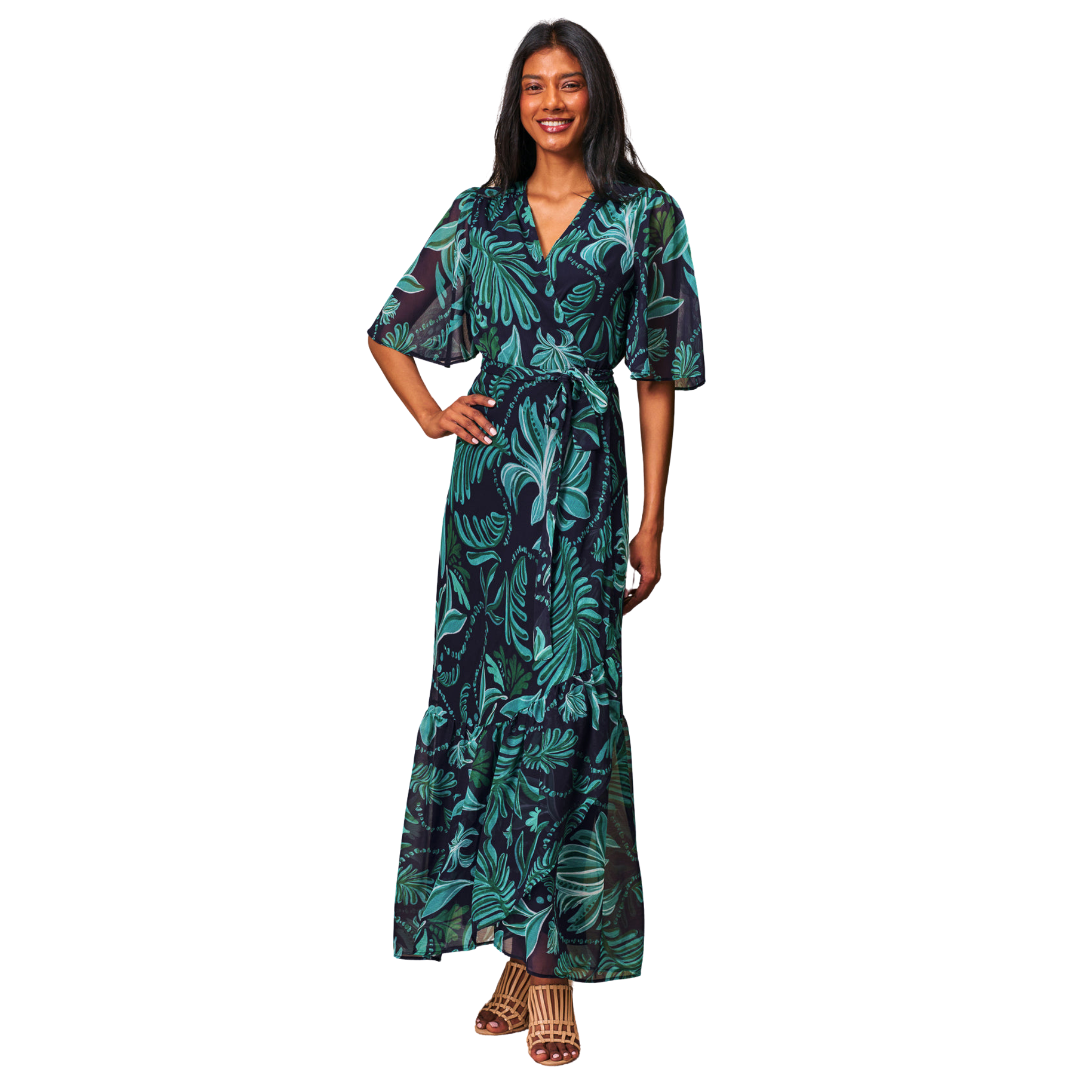 Womens Hope & Ivy Blue Magda Wrap Dress