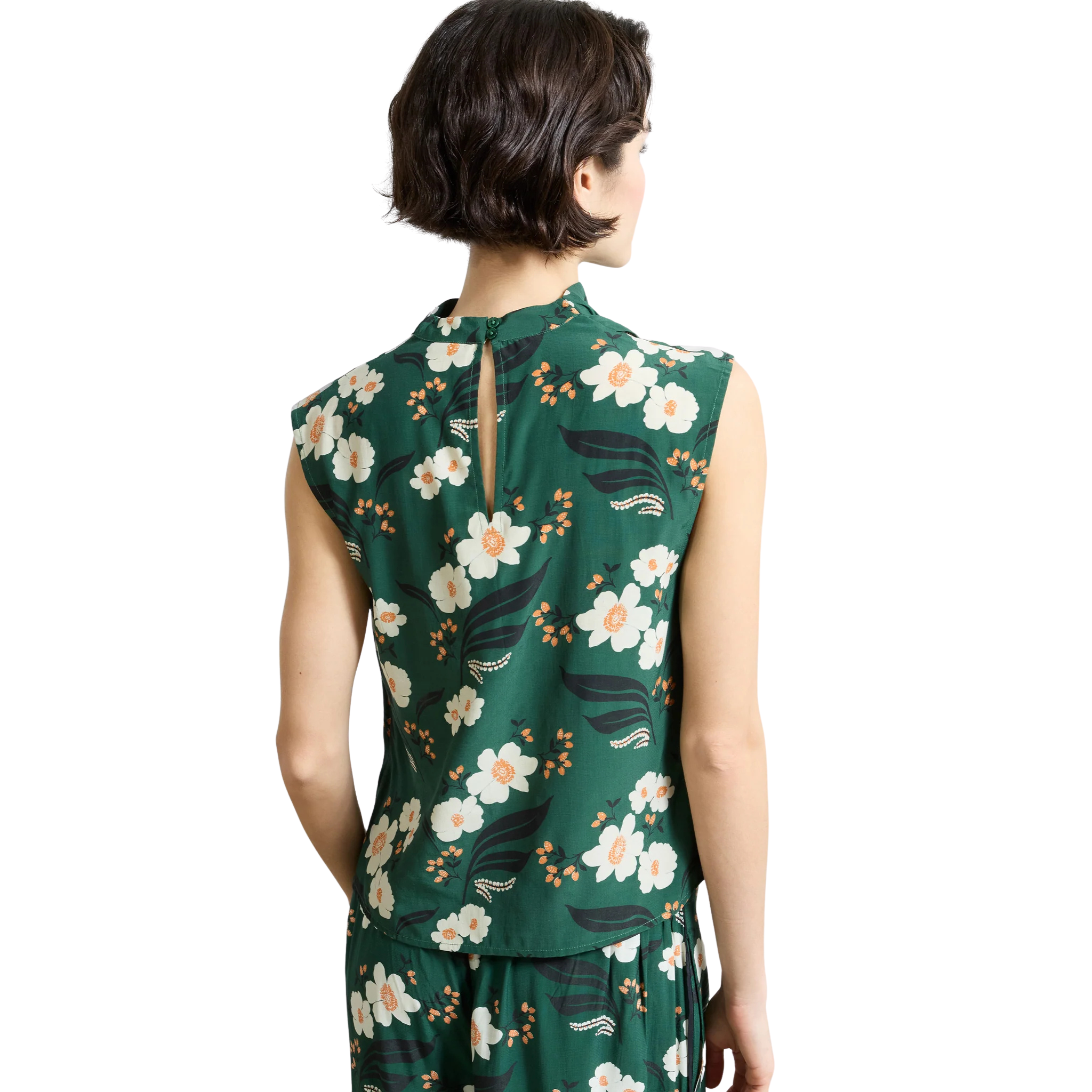 Womens French Connection Jade Green Rhian Printed Draped Sleeveless Top