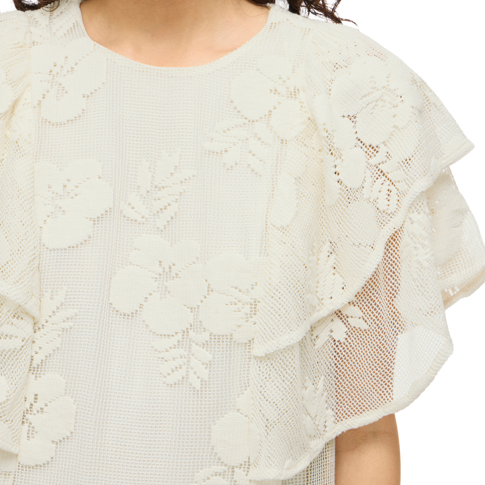 Womens Vila Birch Vihola Lace S/s Top