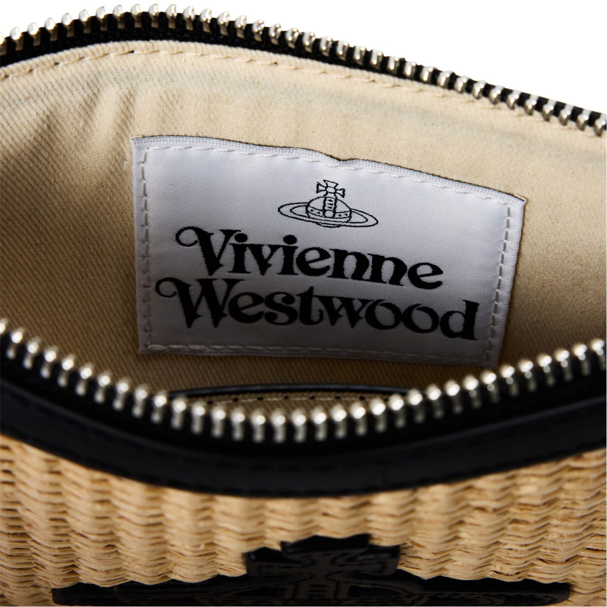 Womens Vivienne Westwood Natural Raffia Small Flat Zip Clutch Bag