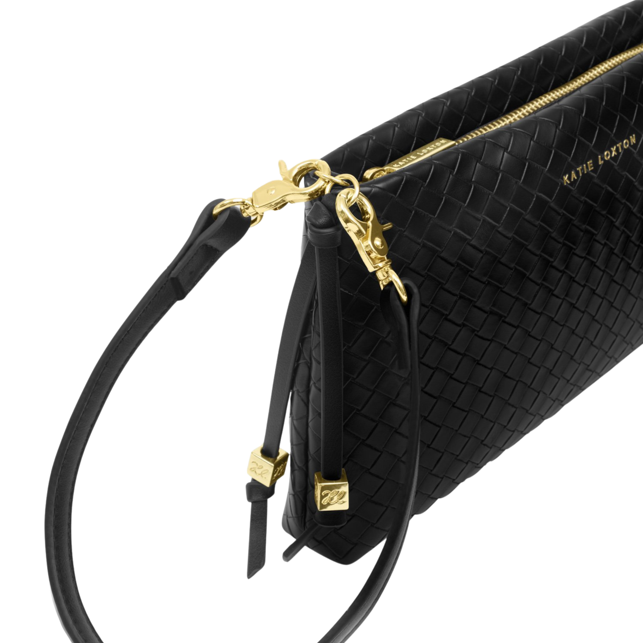 Womens Katie Loxton Black Woven Nova Small Shoulder Bag