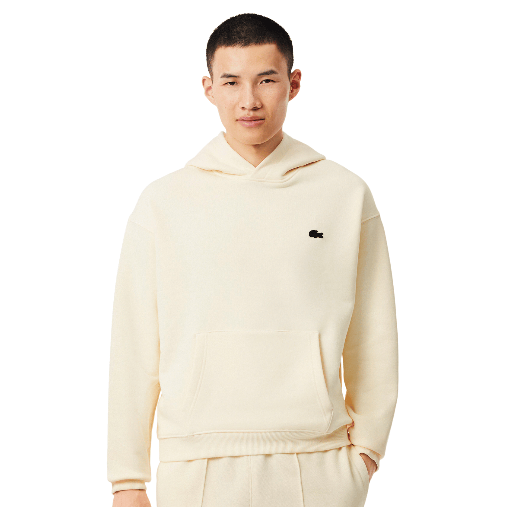 Mens Lacoste Lemon Beige Loose Fit Back Print Hoodie