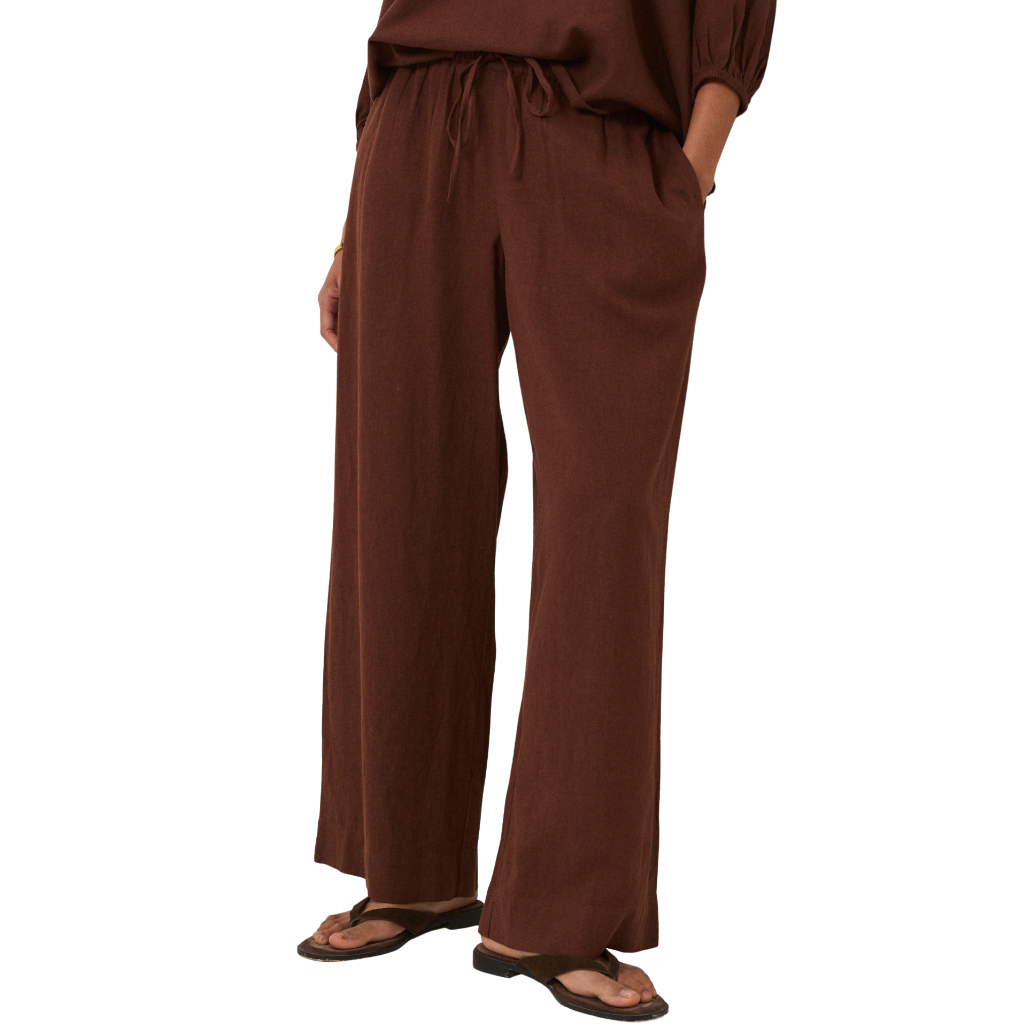 Womens Nobody's Child Brown Tadlow Linen Trousers