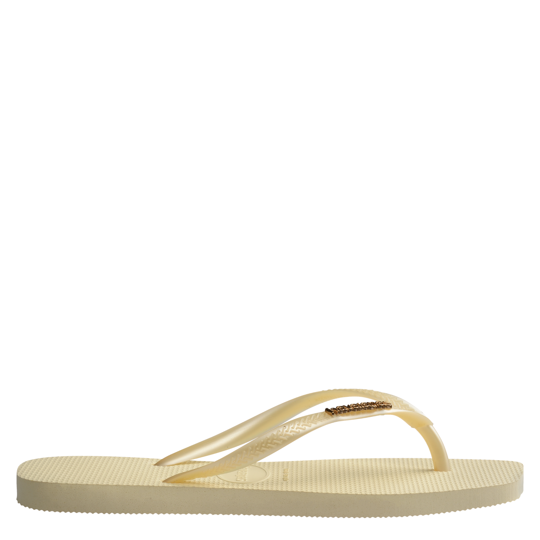 Womens Havaianas Buttercream Slim Square Logo Metallic Flip Flops