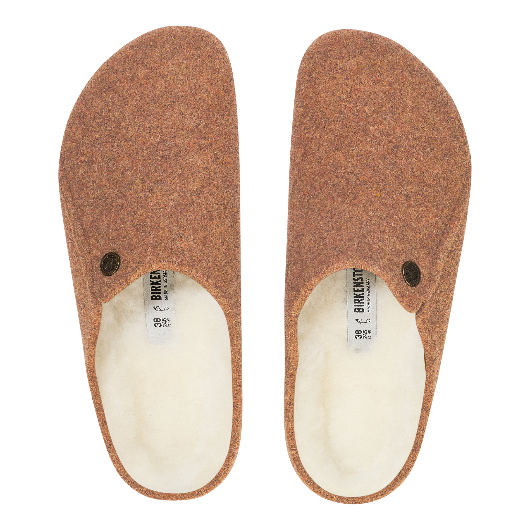 Womens Birkenstock Toffee Melange Zermatt Shearling Felt Slippers