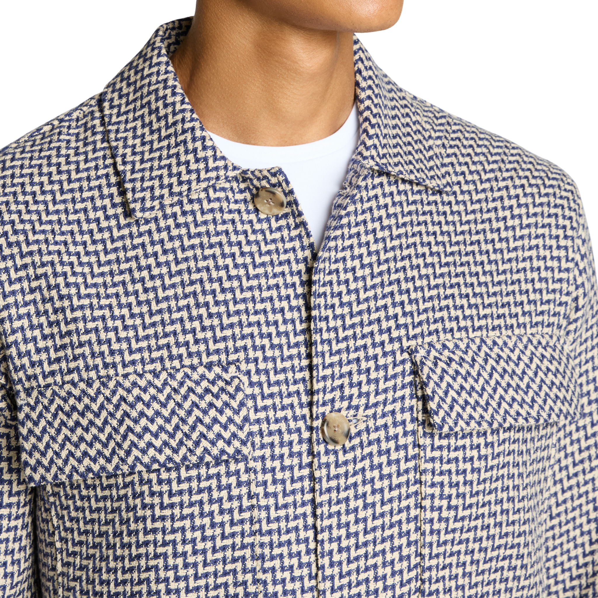 Mens Remus Uomo Blue Chevron Print Overshirt