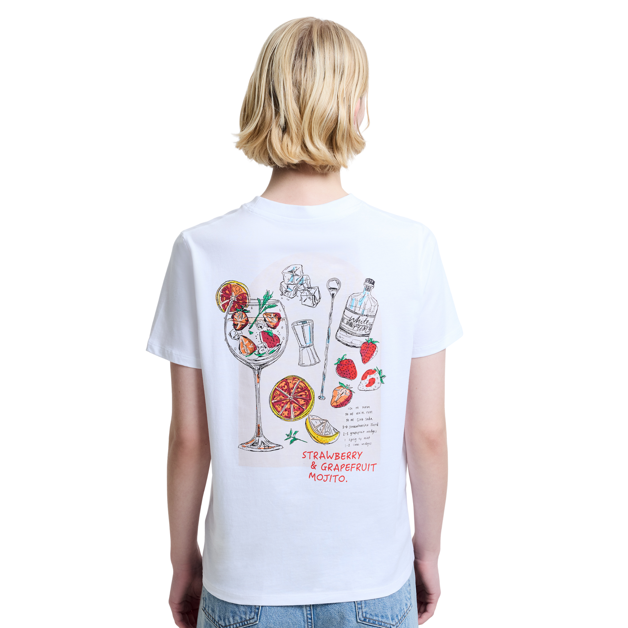 Womens French Connection Linen White Cocktail Graphic S/s T Shirt