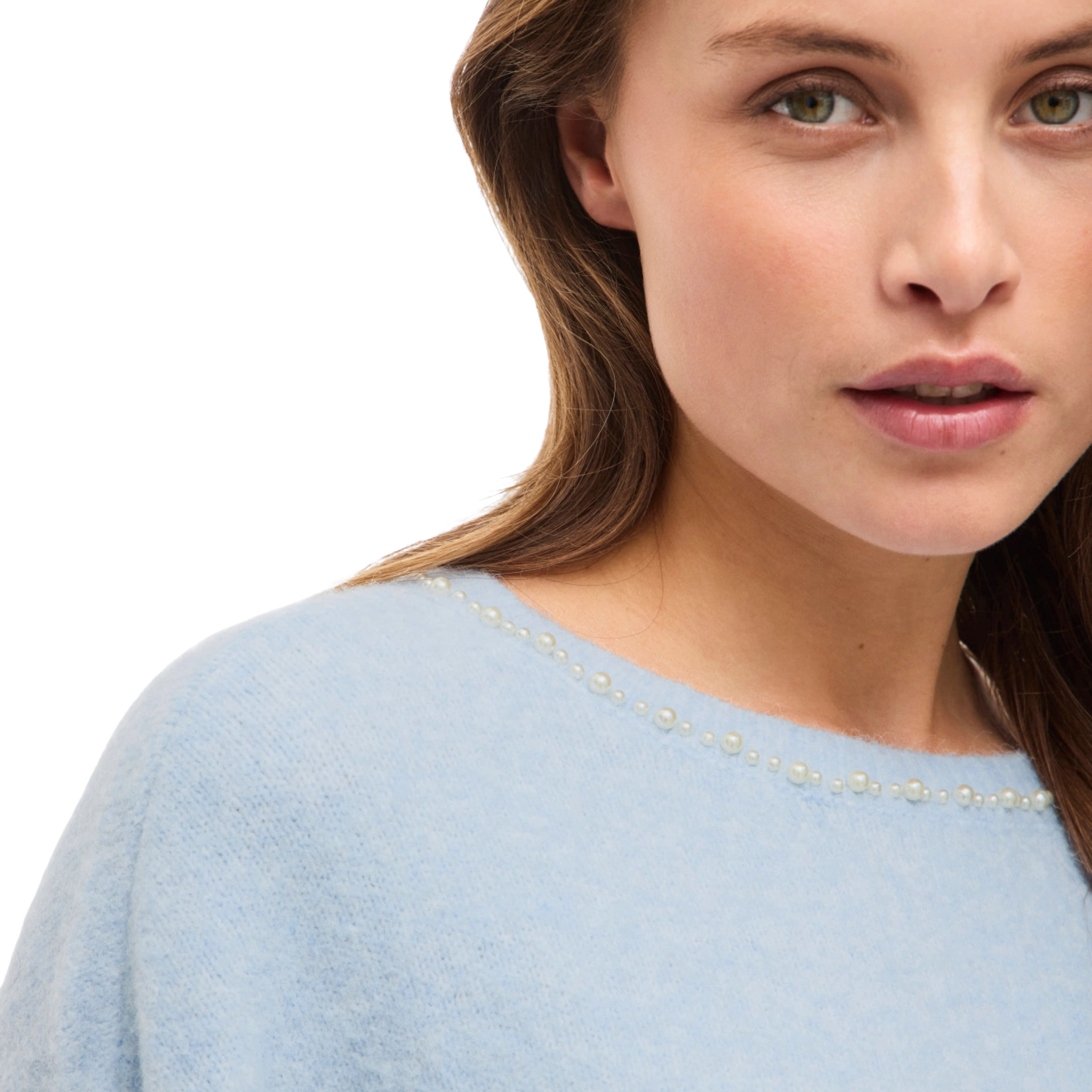 Womens Vila Winter Sky Blue Vistella Pearl Detail Knit