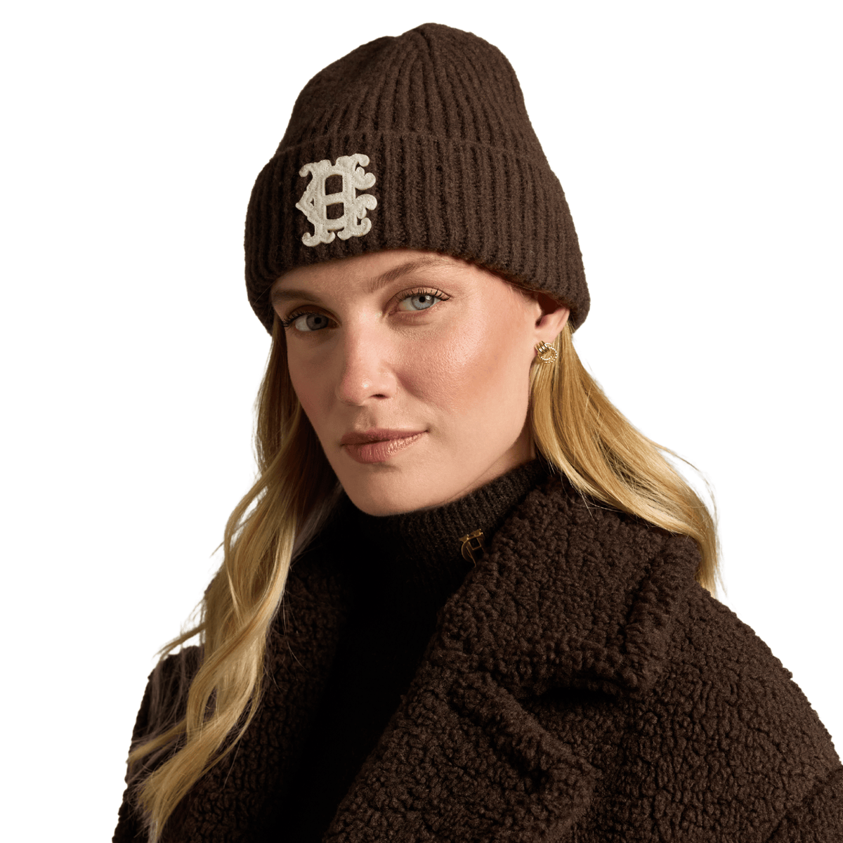Womens Holland Cooper Hazelnut Heraldic Beanie