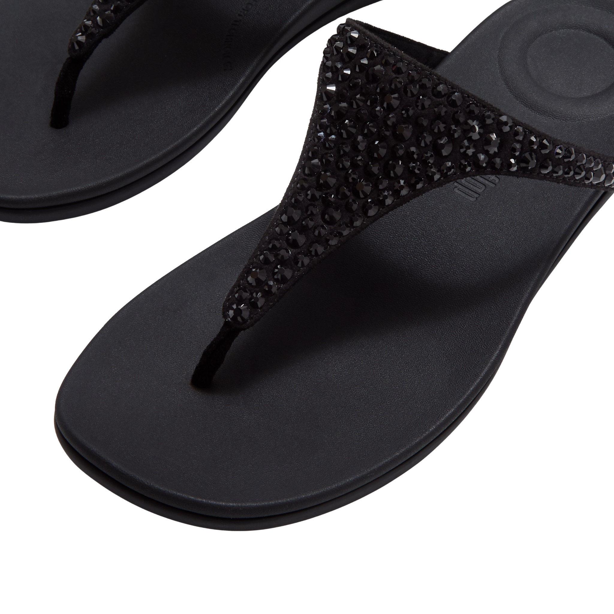Womens FitFlop Black Solay Mixed-Crystal Toe-Post Sandals