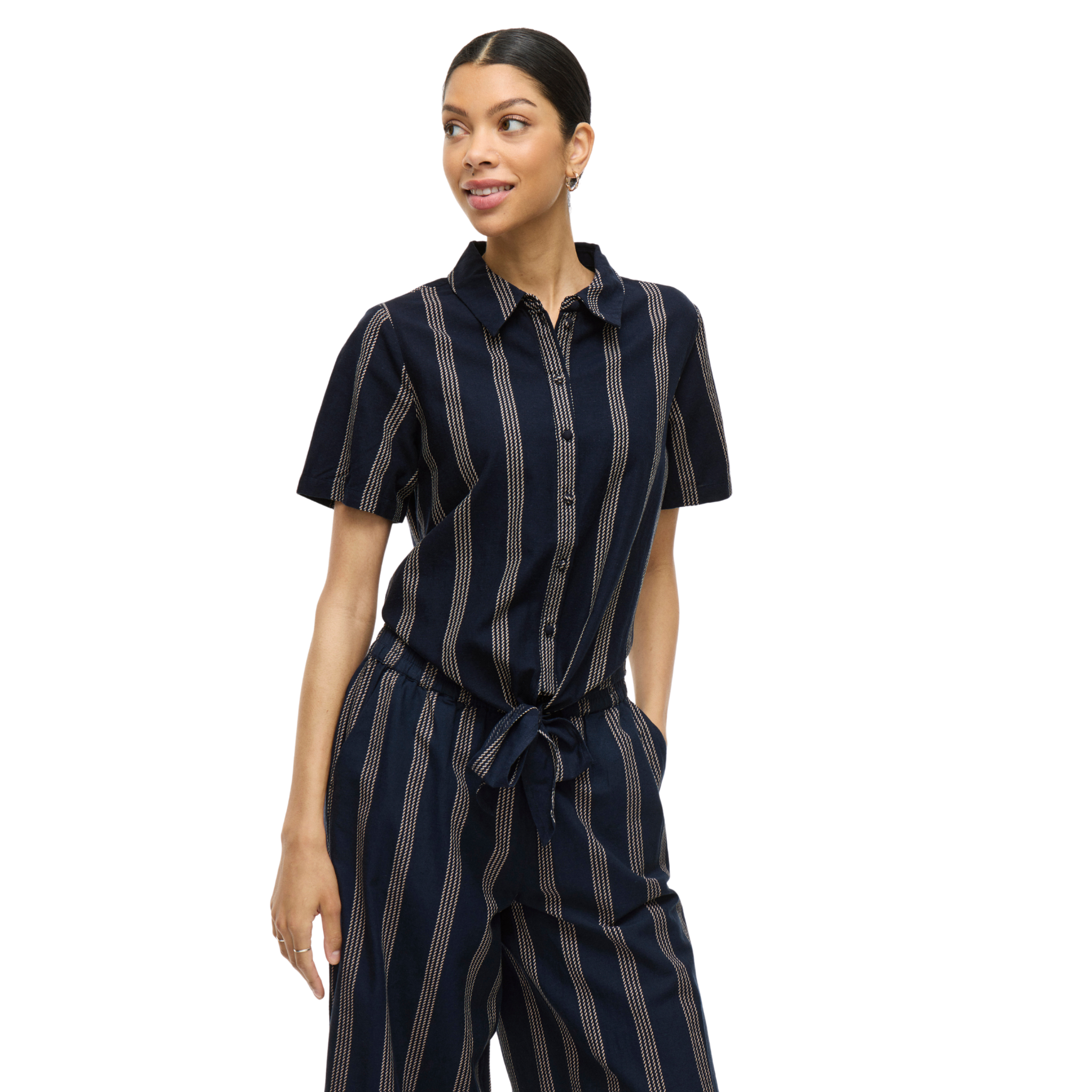 Womens Vila Navy Blazer Viprisilla Print Co-ord Pants