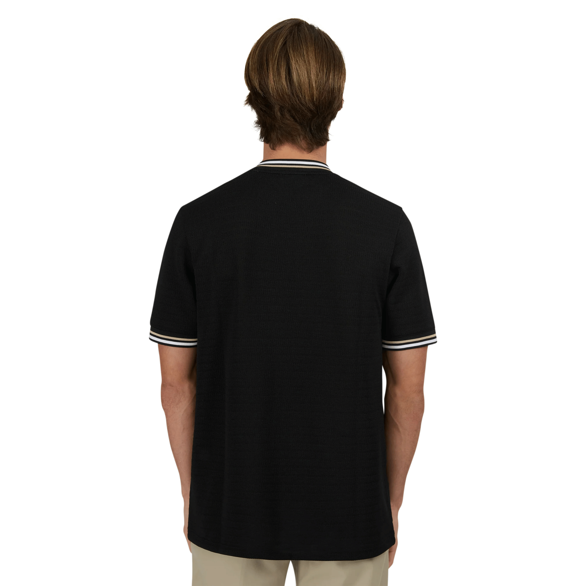 Mens Sandbanks Black Texture Jacquard S/s T Shirt