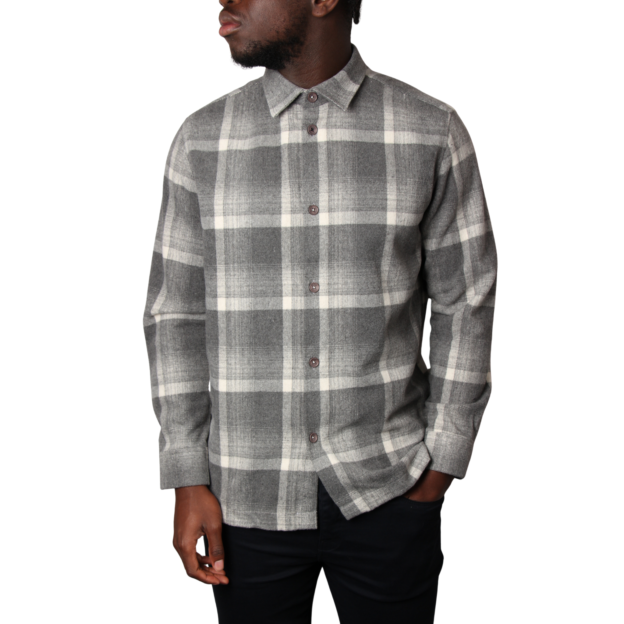Mens SEINSE Perla Grey Flannel Overshirt