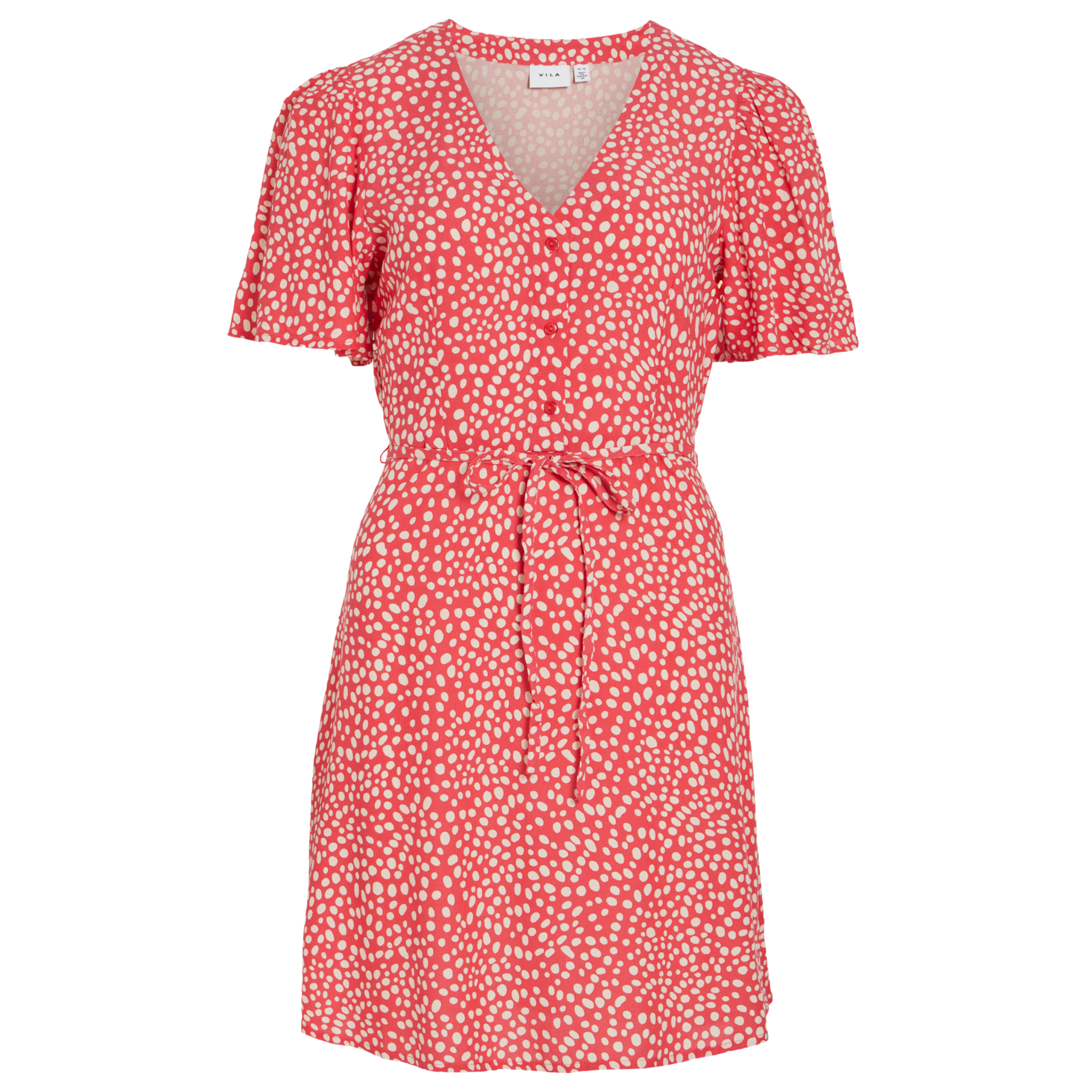 Womens Vila Hibiscus Printed Vigrace V Neck Short Dress