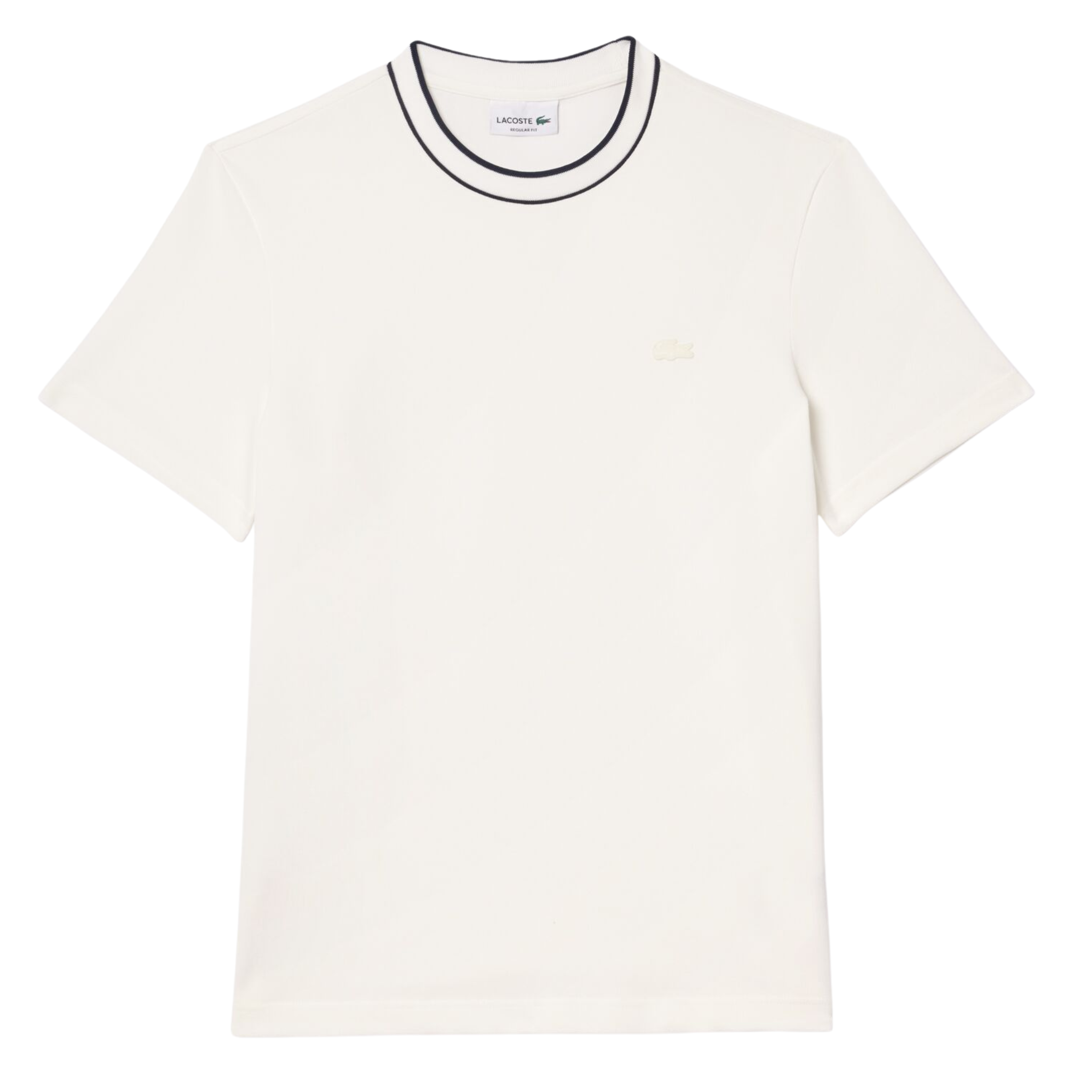 Mens Lacoste White Stretch Pique Stripe Collar S/s T Shirt