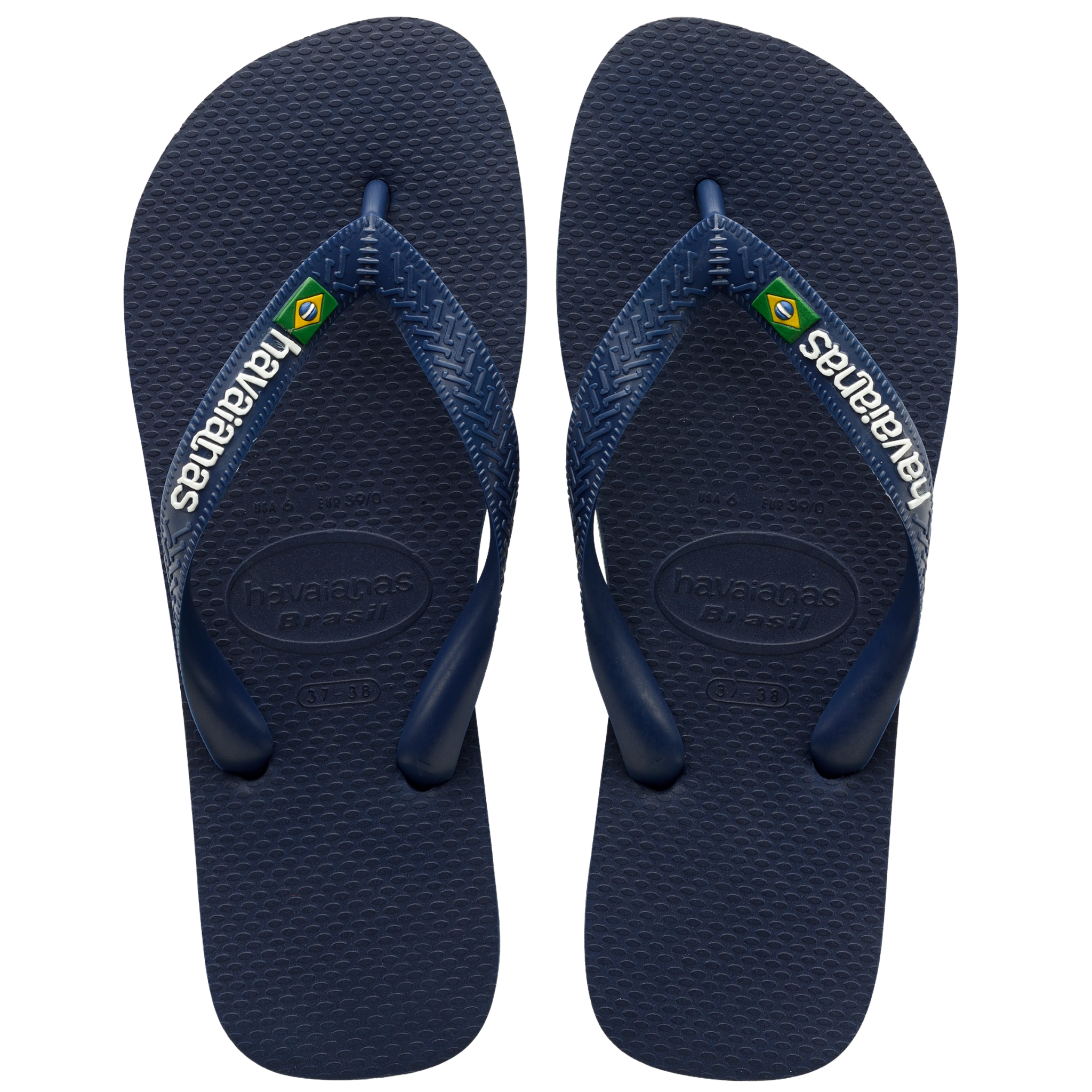 Mens Havaianas Navy Blue Brasil Logo Flip Flops