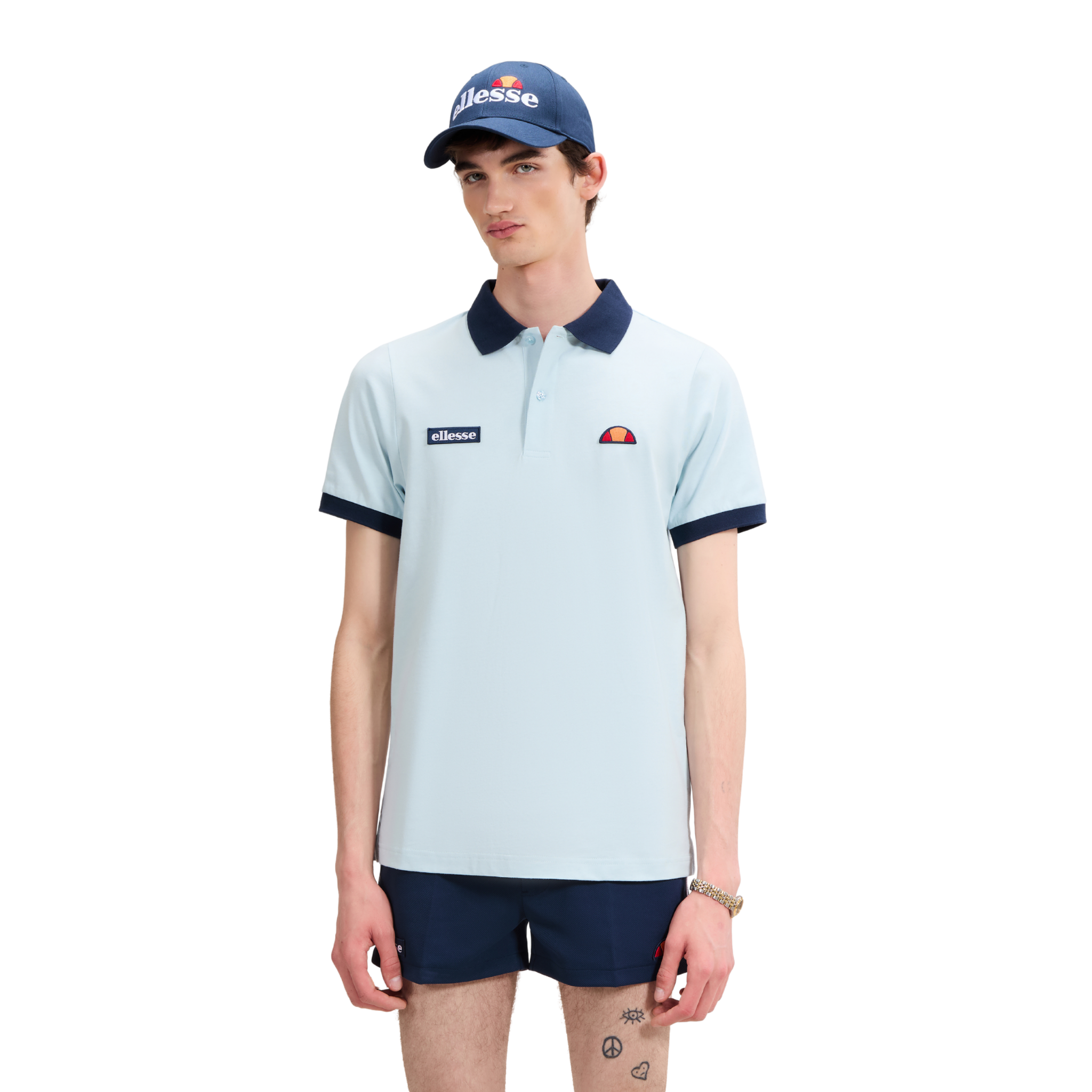 Mens Ellesse Light Blue/Navy Lessepsia S/s Polo Shirt