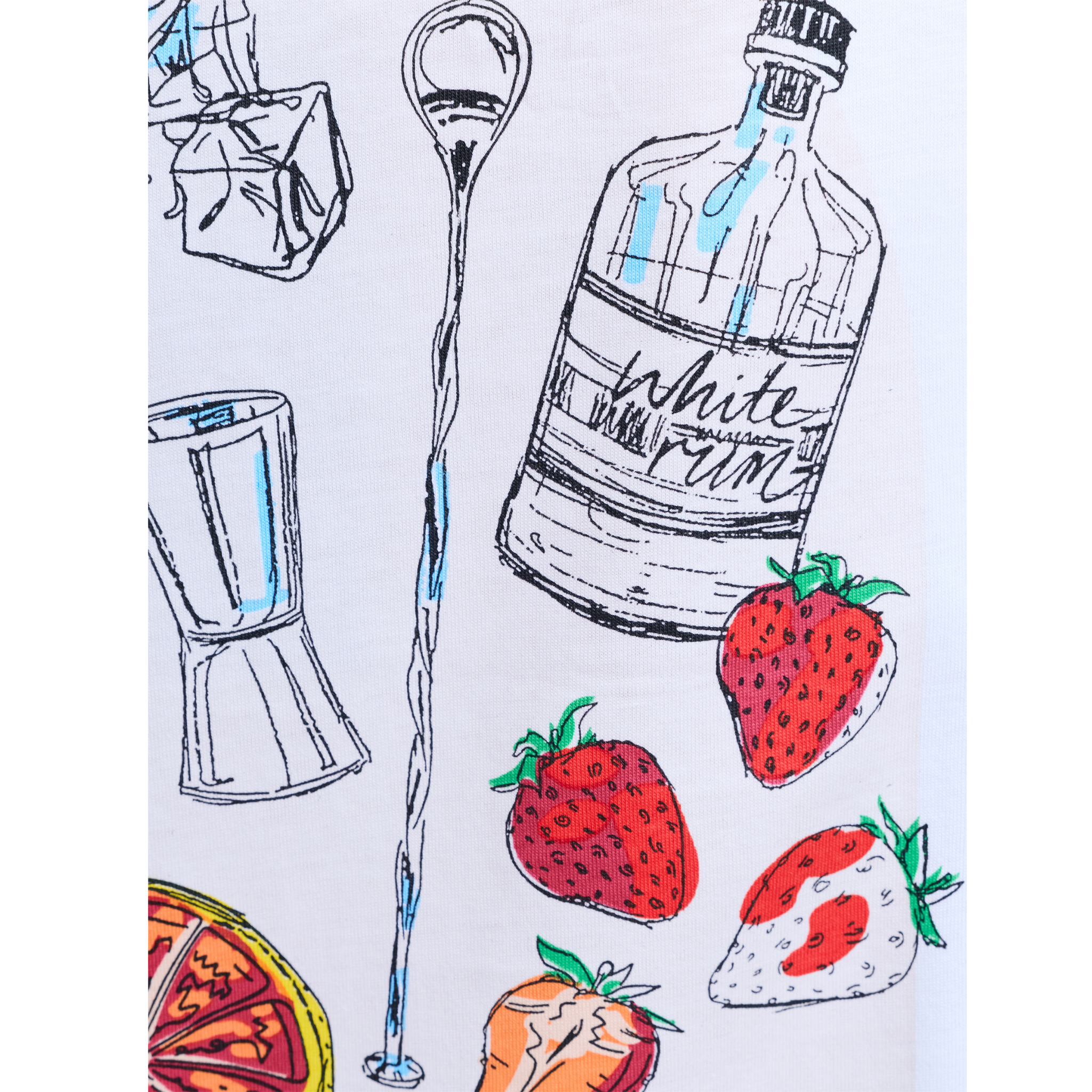 Womens French Connection Linen White Cocktail Graphic S/s T Shirt