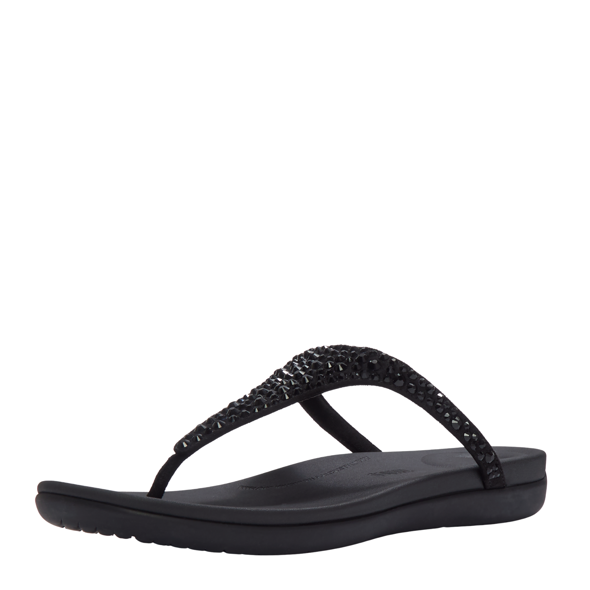 Womens FitFlop Black Solay Mixed-Crystal Toe-Post Sandals