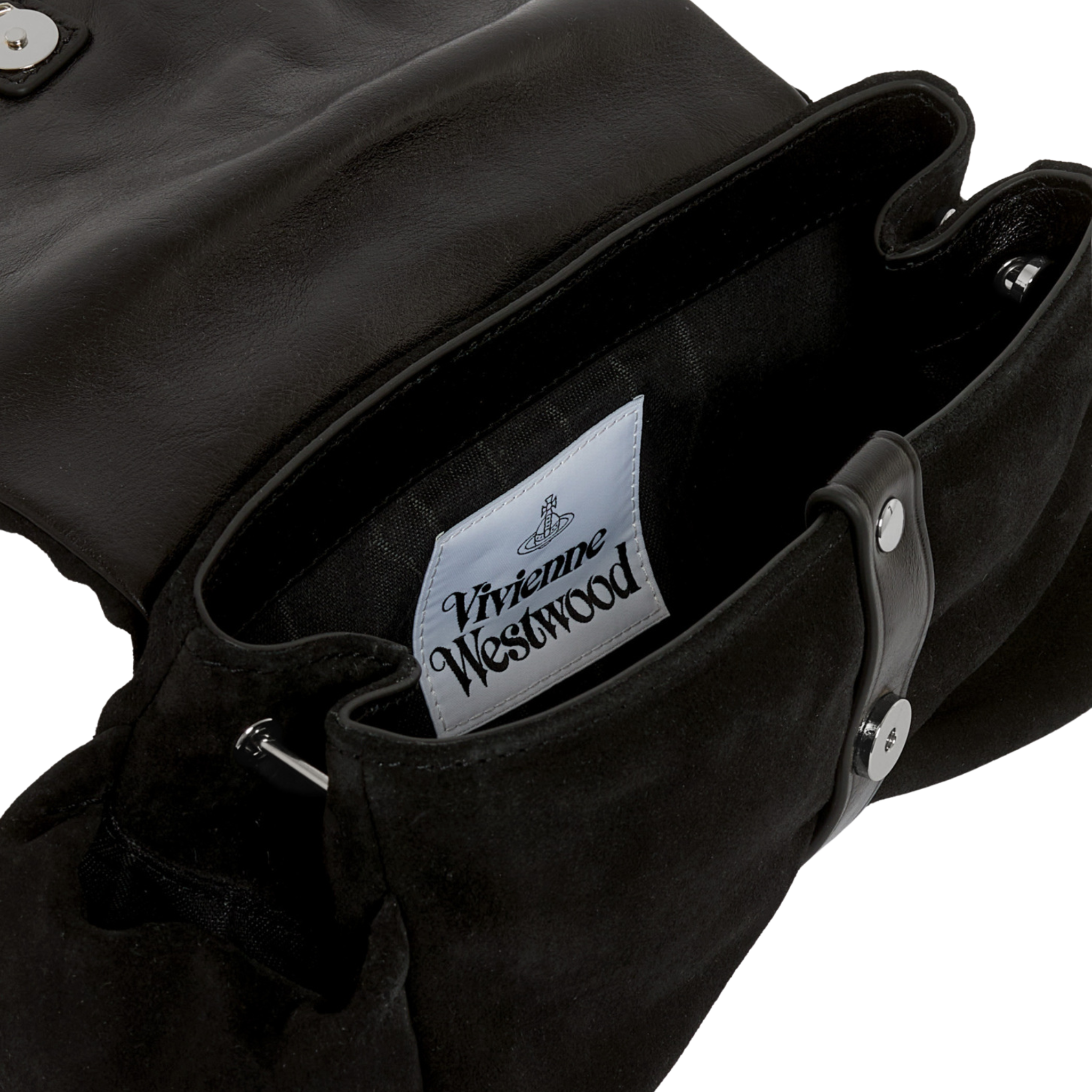 Womens Vivienne Westwood Black Suede Hazel Treasure Clutch Bag