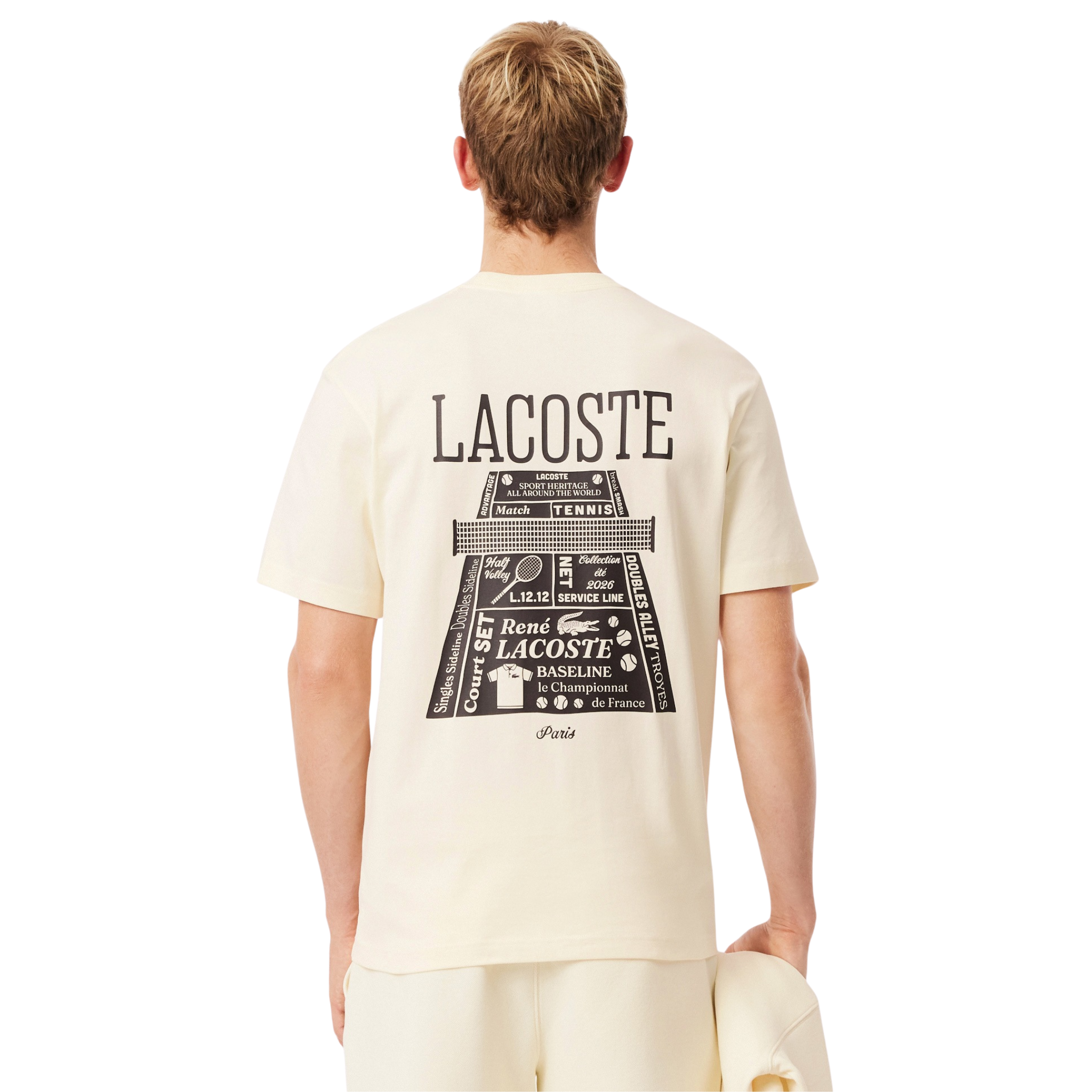 Mens Lacoste Lemon Beige Back Print S/s T Shirt
