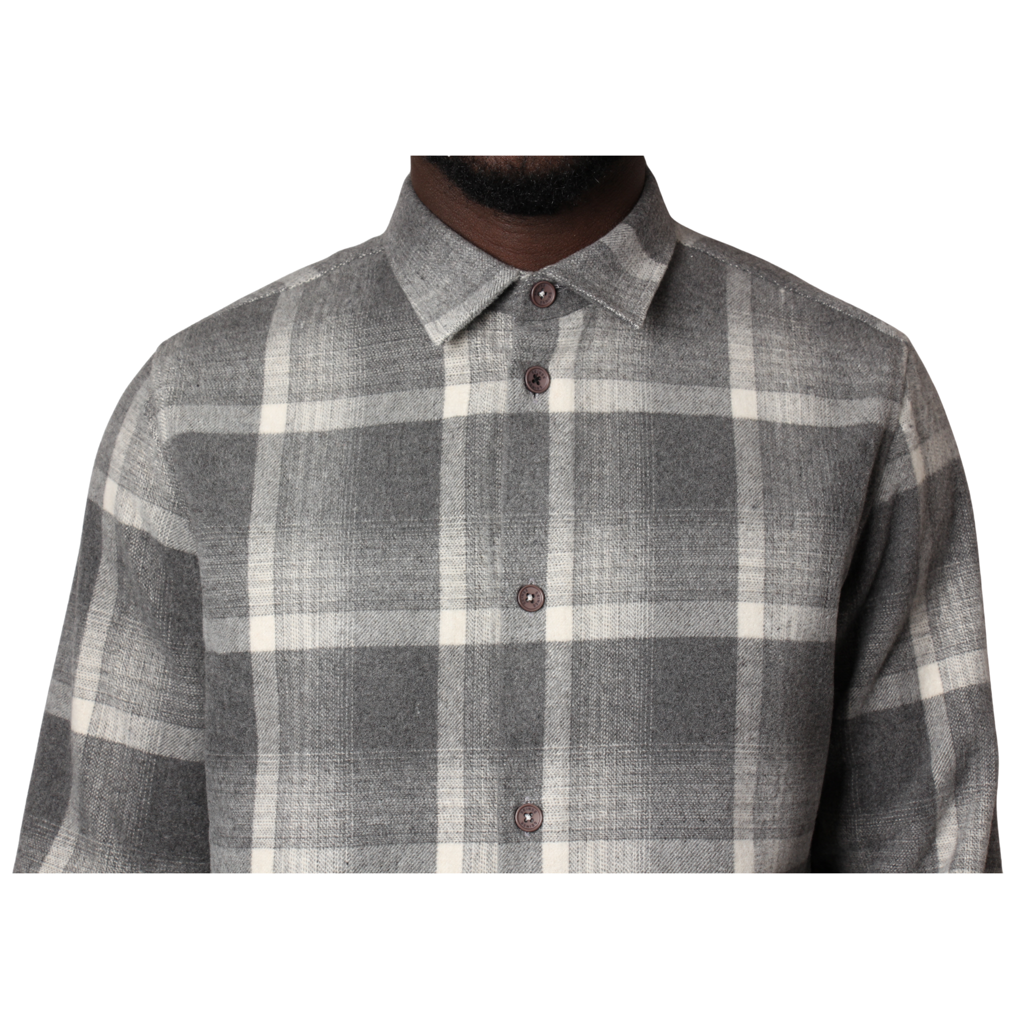 Mens SEINSE Perla Grey Flannel Overshirt