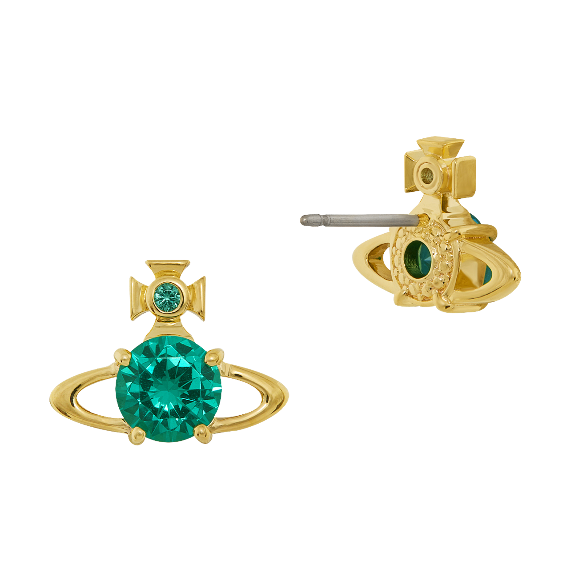 Vivienne Westwood Gold/Turquoise CZ Reina Earrings