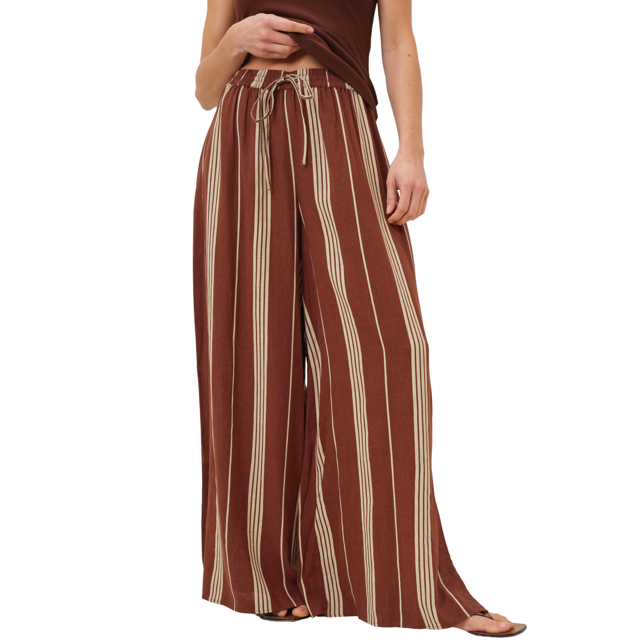 Womens Nobody's Child Brown Stripe Elstow Split Trousers