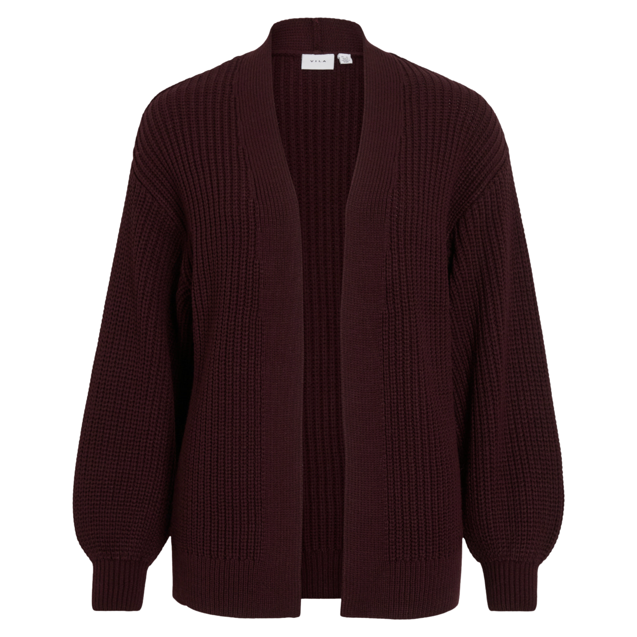 Womens Vila Plum Wine Vieha Open Cardigan