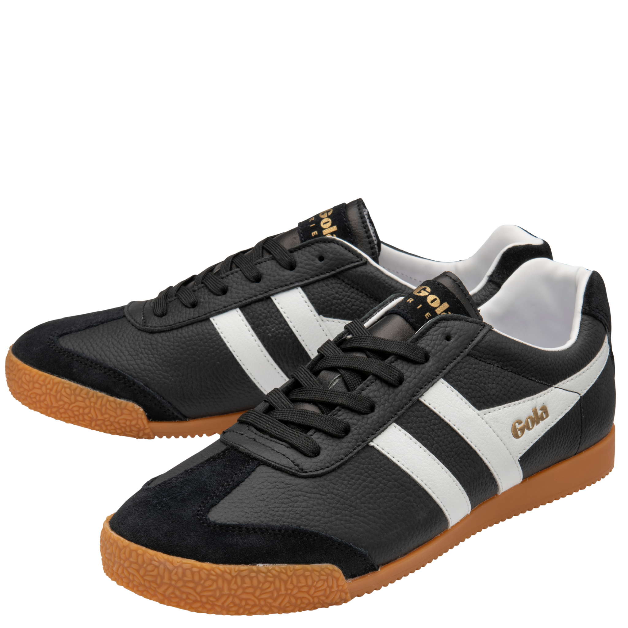 Mens Gola Black/White/White Harrier Leather Trainers