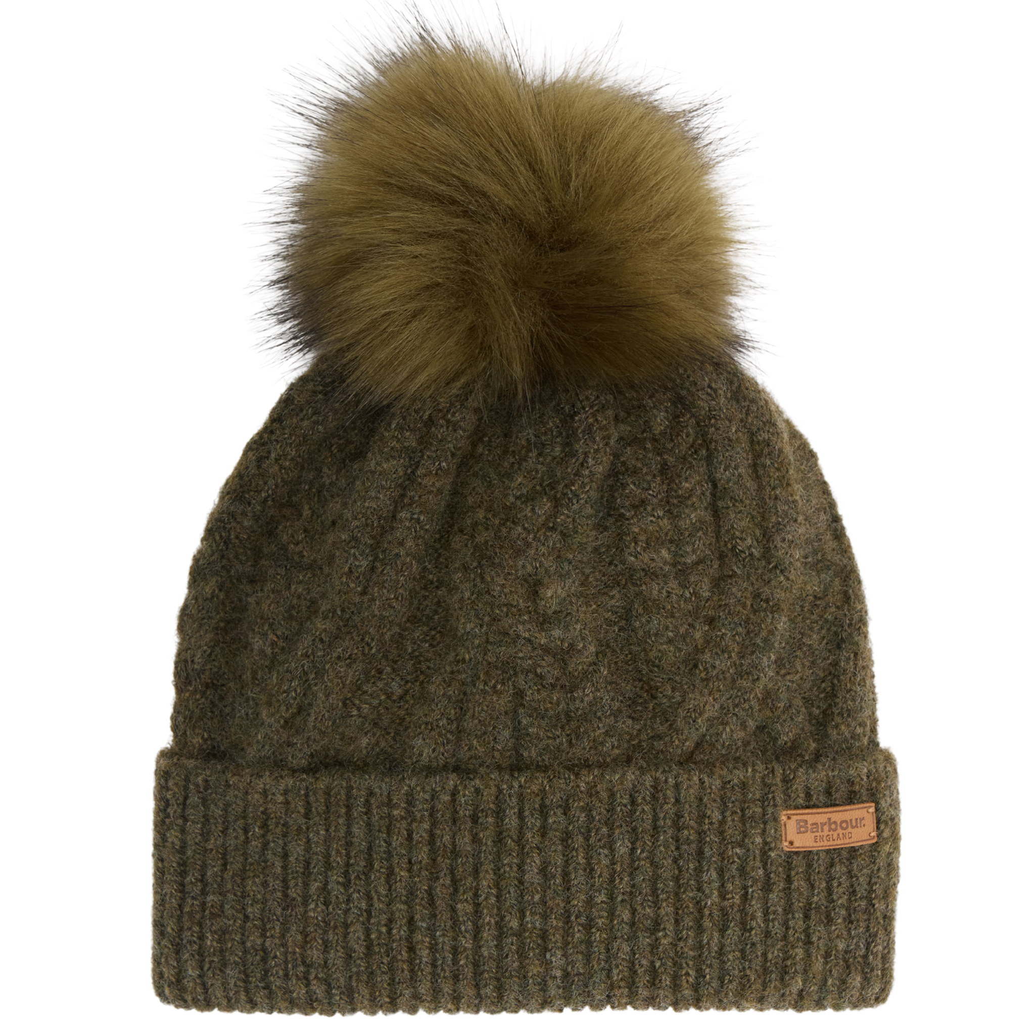 Womens Barbour Olive Elsdon Beanie Hat