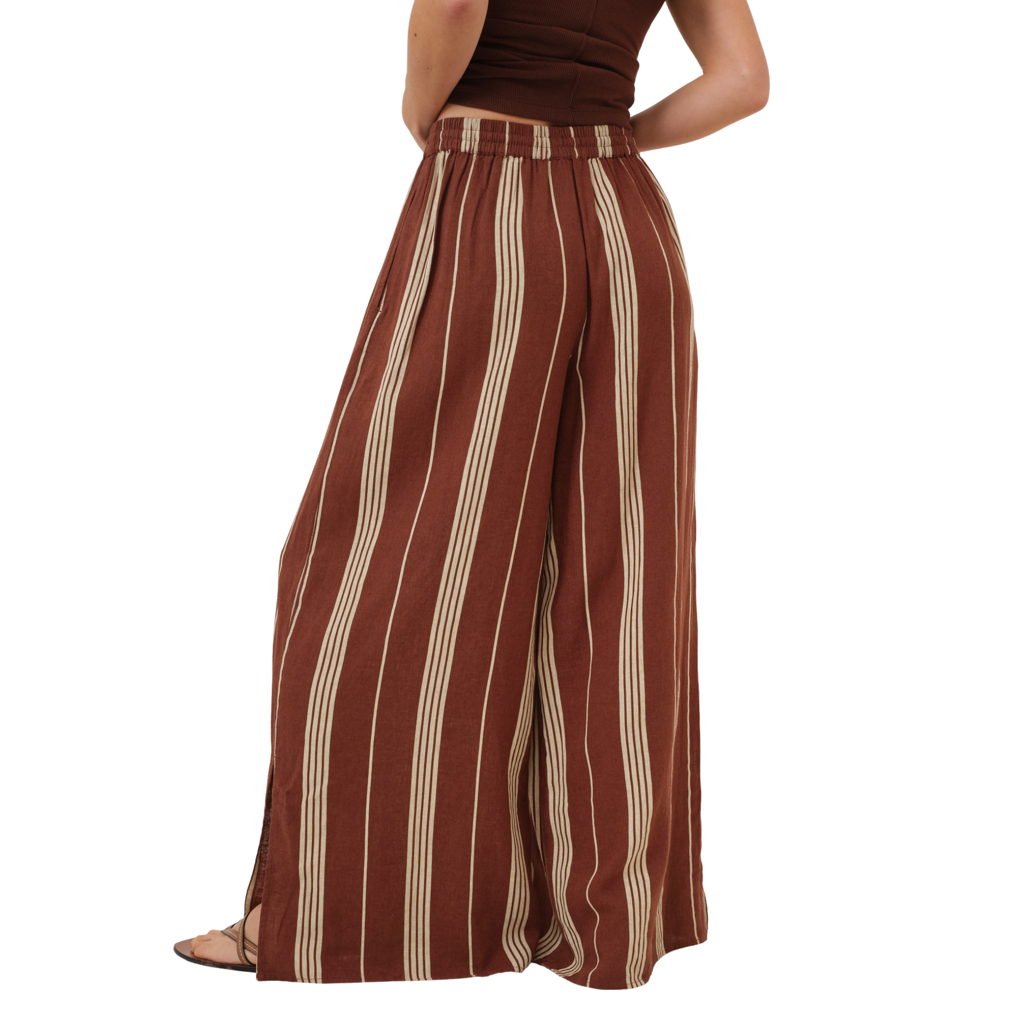 Womens Nobody's Child Brown Stripe Elstow Split Trousers