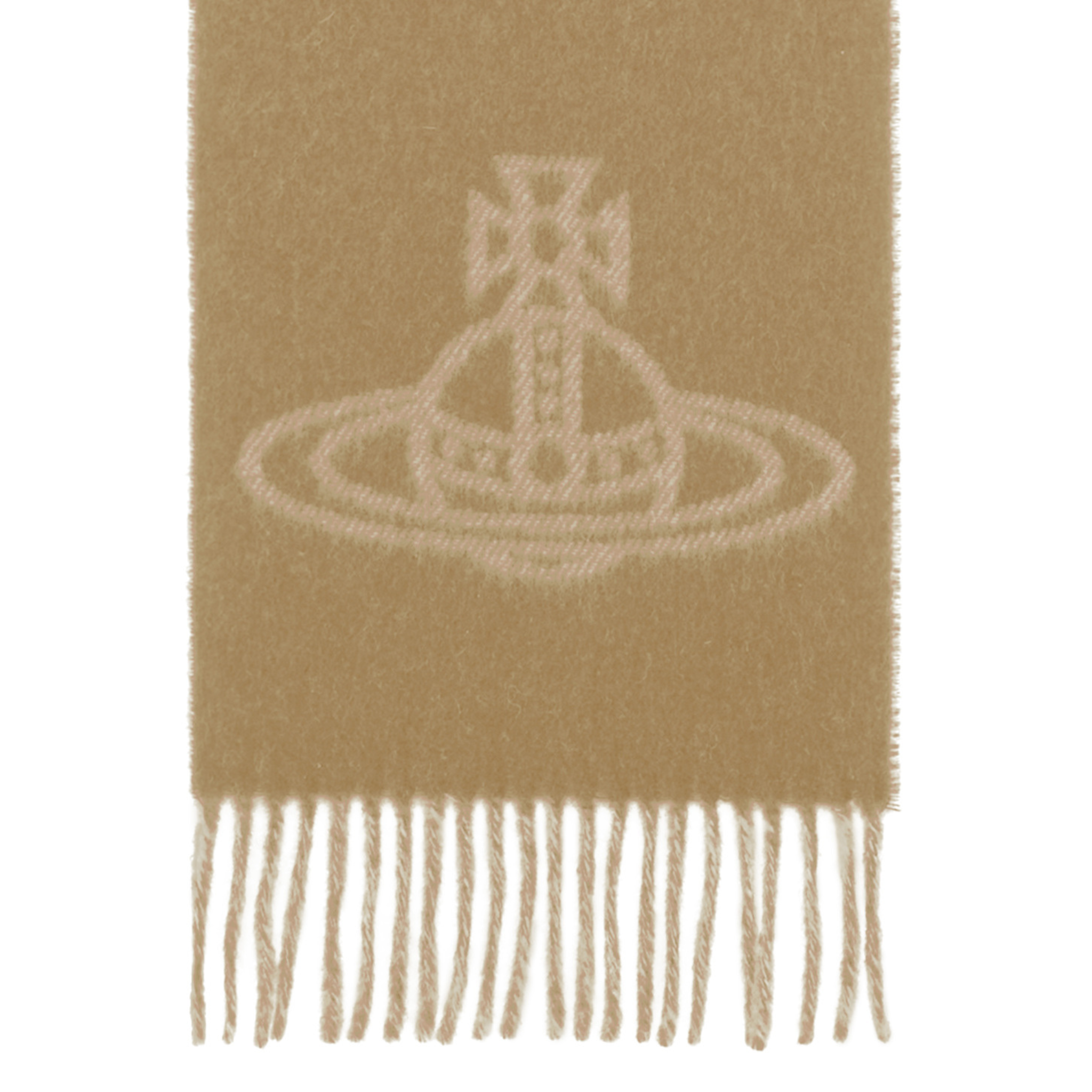 Womens Vivienne Westwood Camel/Natural Orb Double Face Wool Scarf